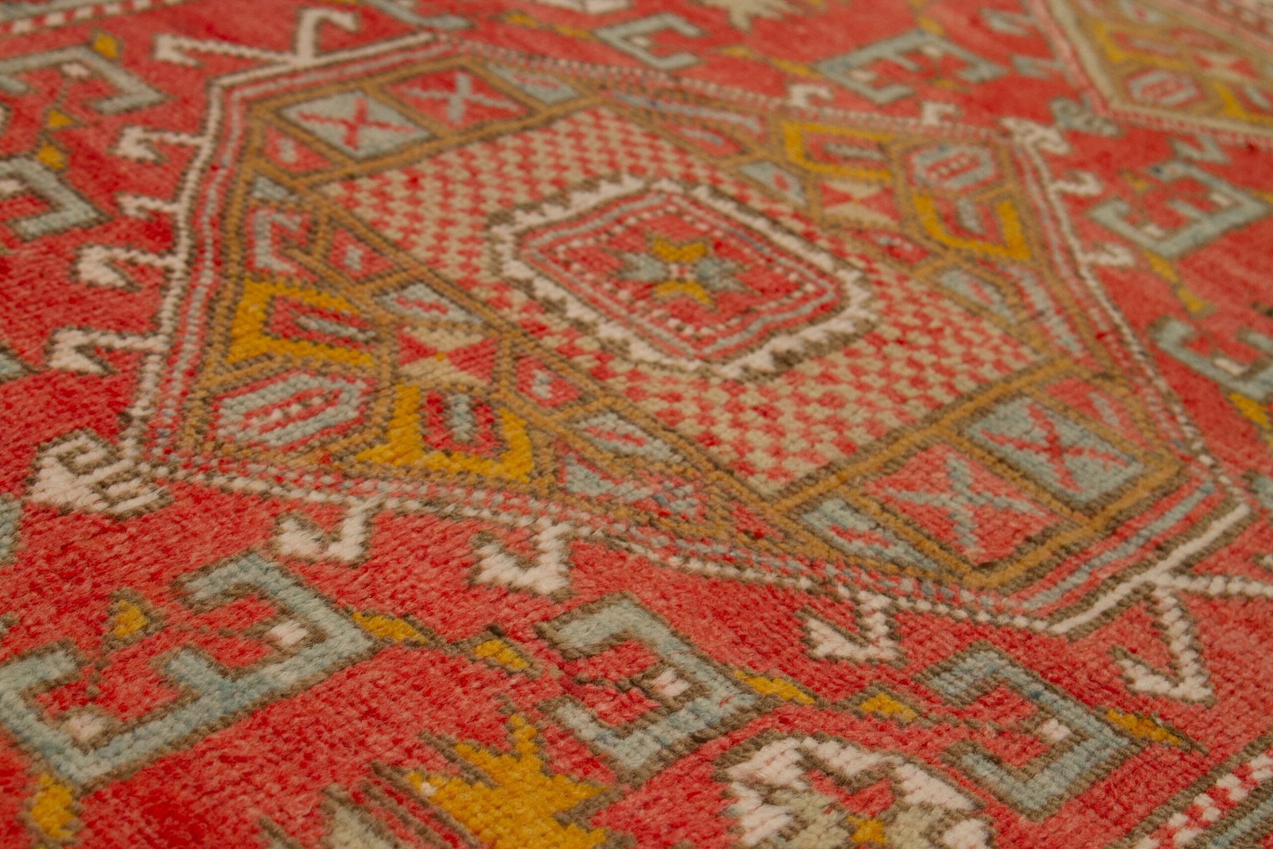 20th Century Turkey Anatoly Small Rug - Wool Blue Ivory Red Yellow Design - 92769 For Sale