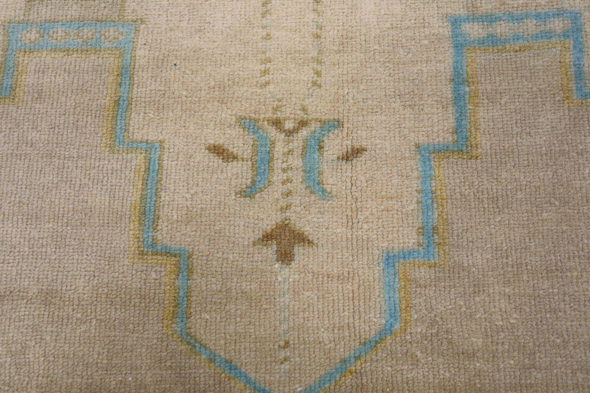 Turc Petit tapis turc Anatoly - Design en laine bleu ivoire jaune - 93051 en vente