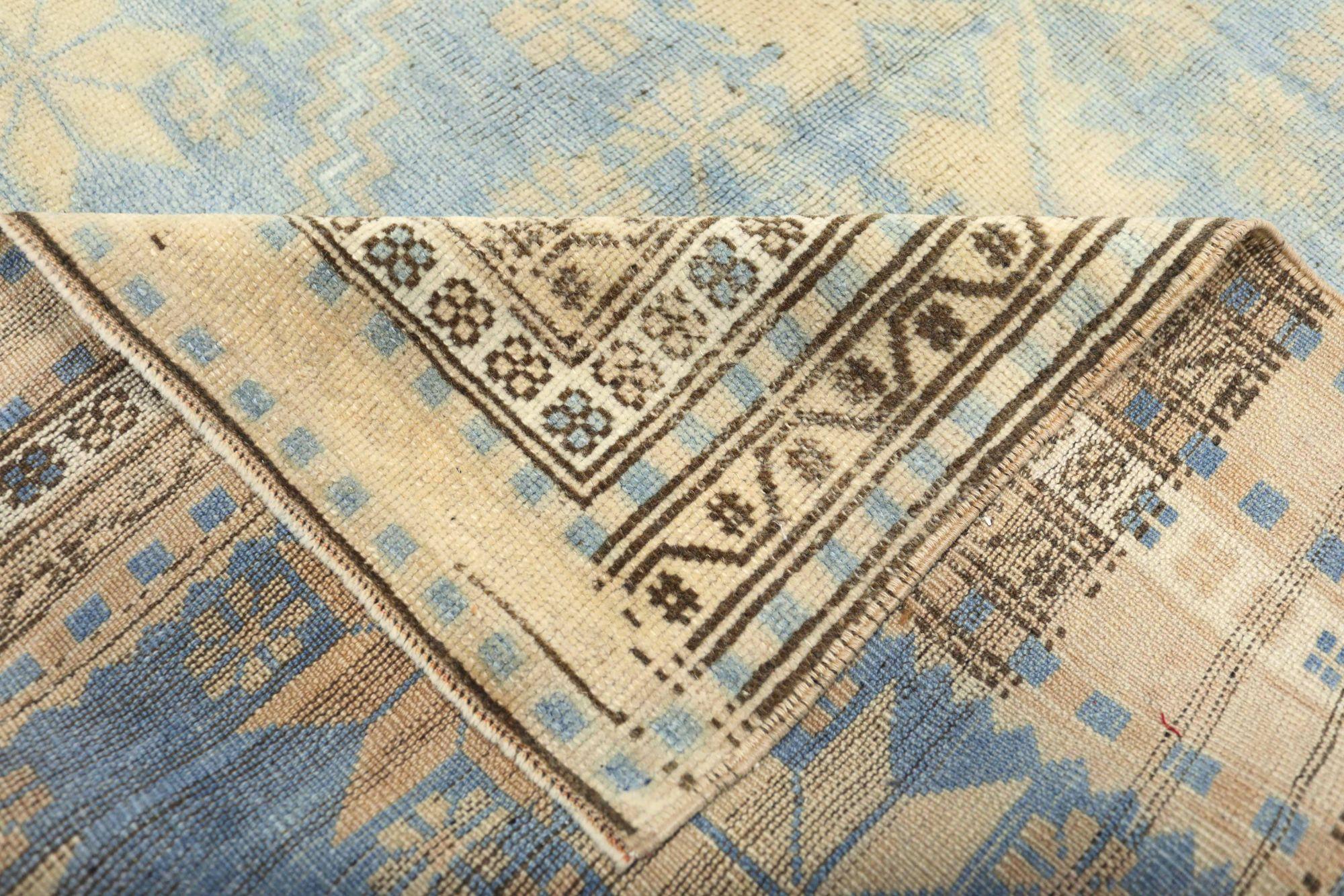 Turc Petit tapis turc Anatoly - Design en laine bleu ivoire jaune - 93179 en vente