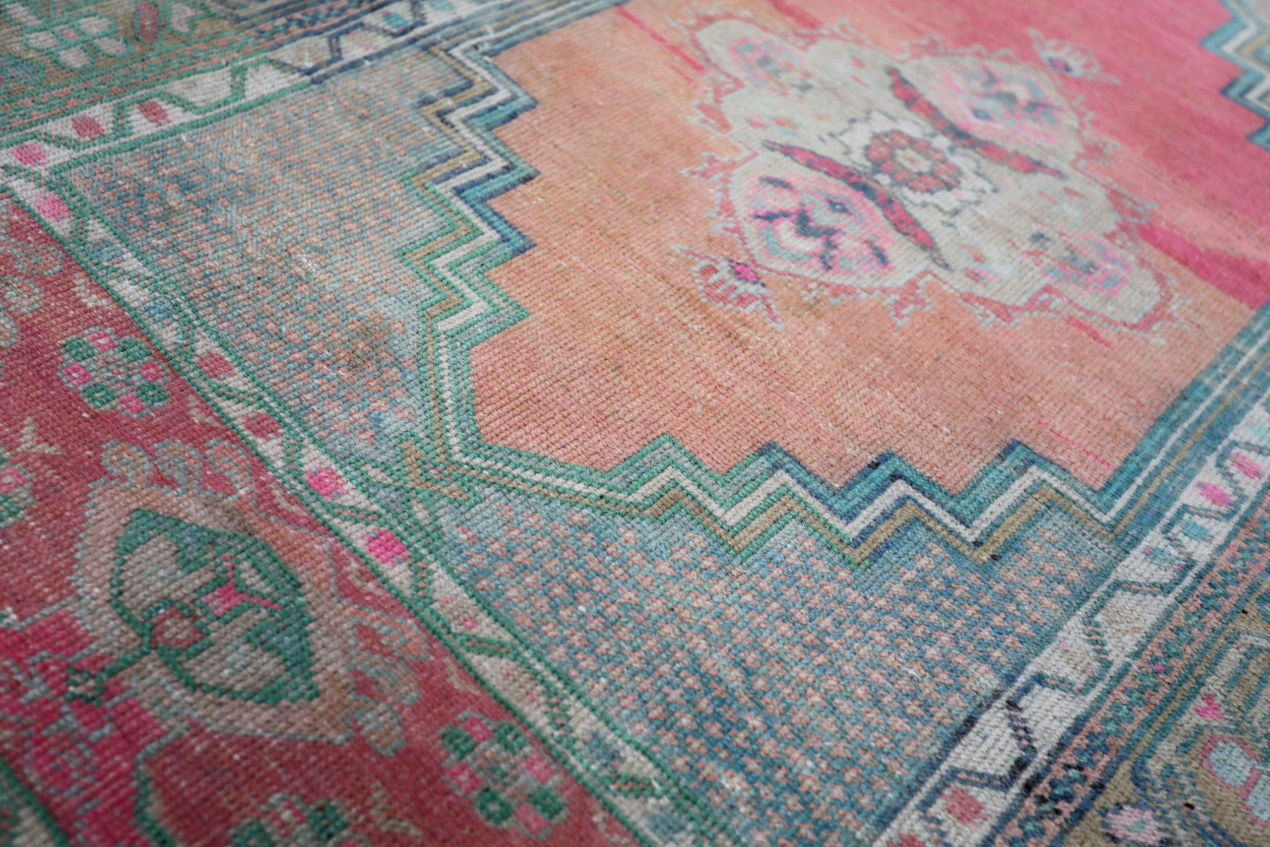 Turco Tappeto Turkey Anatoly Small - Lana Blu Arancione Rosa Design - 93236 in vendita