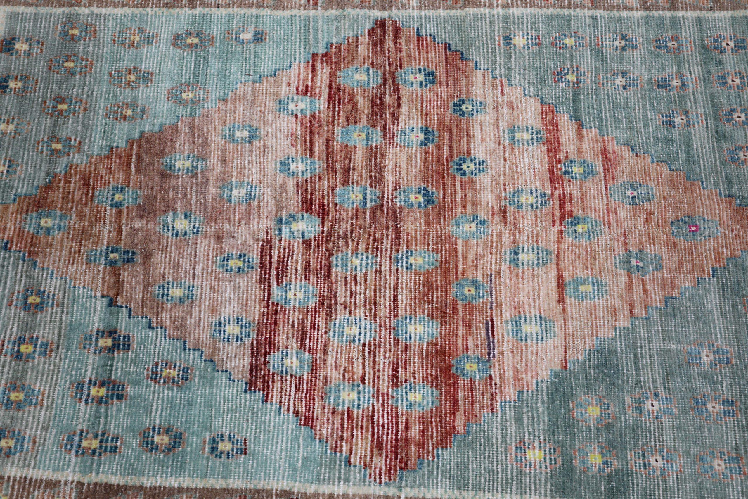 XX secolo Tappeto Turchia Anatoly Small - Lana Blu Rosso Design - 93221 in vendita