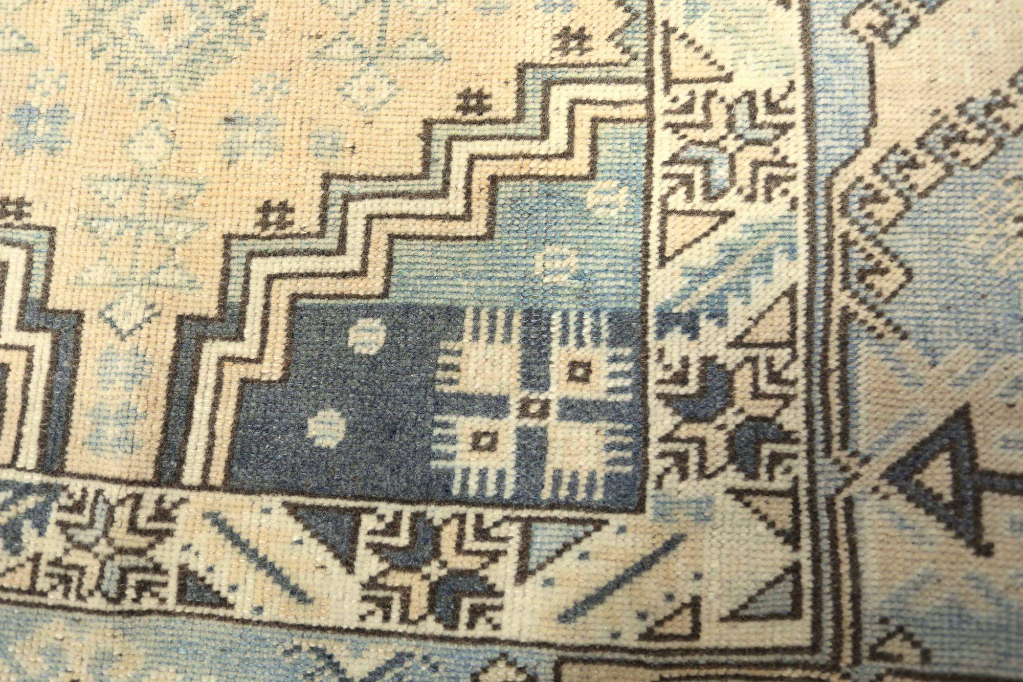 Turc Petit tapis turc Anatoly - Design en laine bleu jaune - 93178 en vente