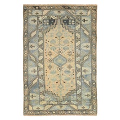 Petit tapis turc Anatoly - Design en laine bleu jaune - 93178