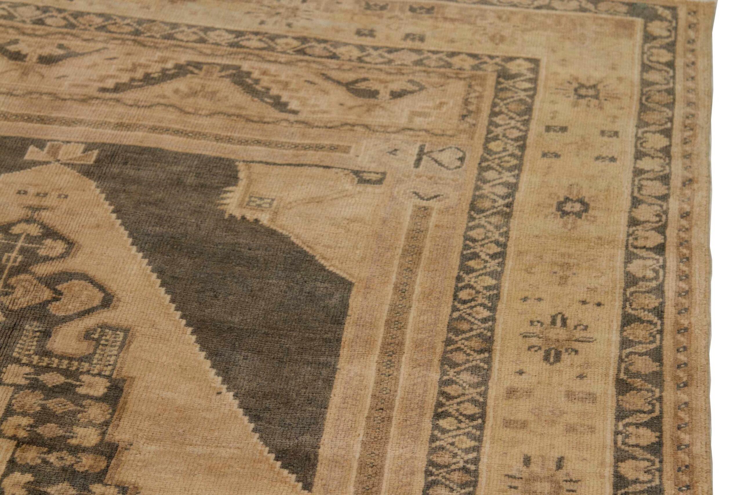 Türkei Anatoly Small Teppich - Wolle Brown Elfenbein Design - 92732 (20. Jahrhundert) im Angebot