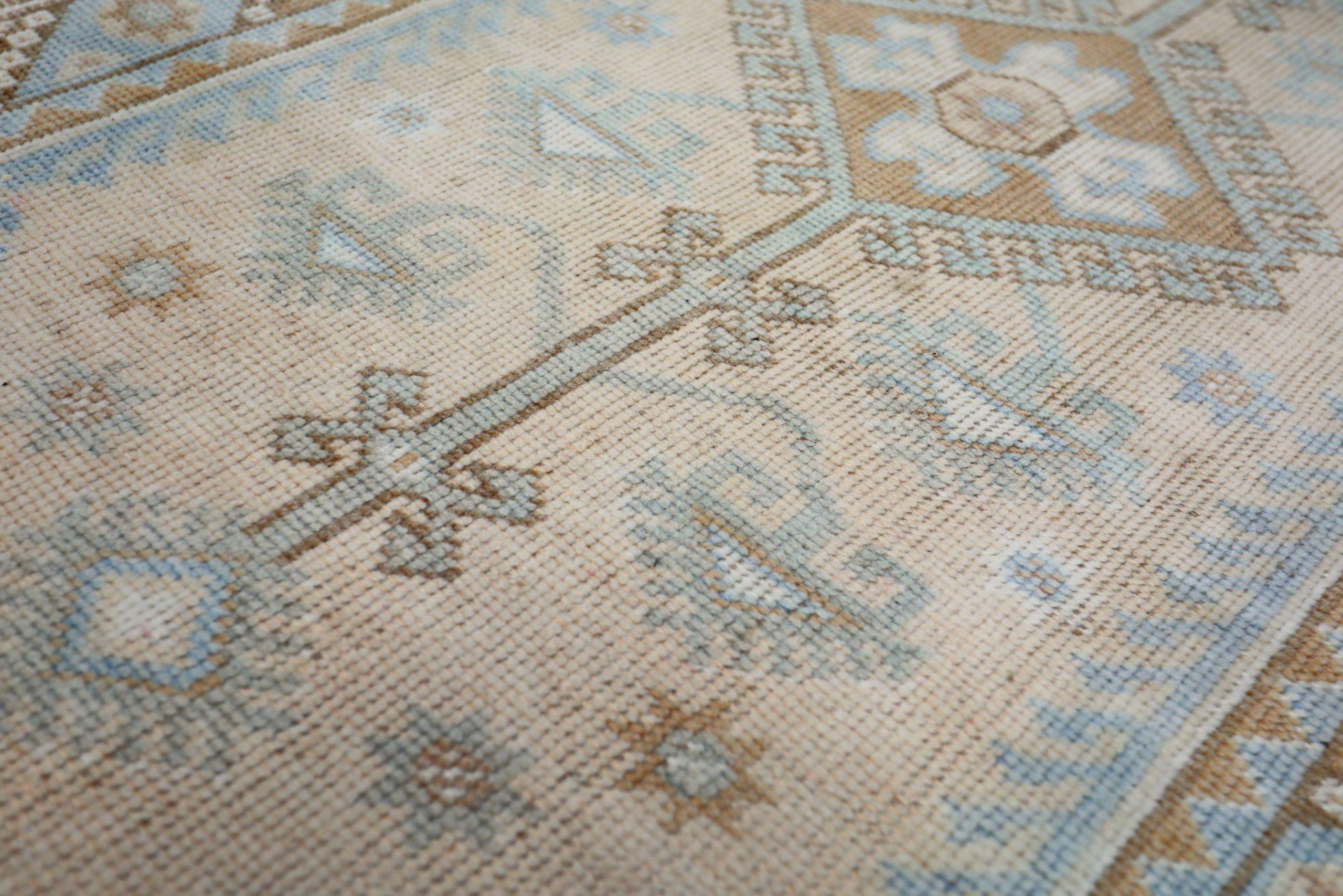 Turc Turkey Anatoly Small Rug - Wool Brown Ivory Light Blue Taupe - 93239 en vente