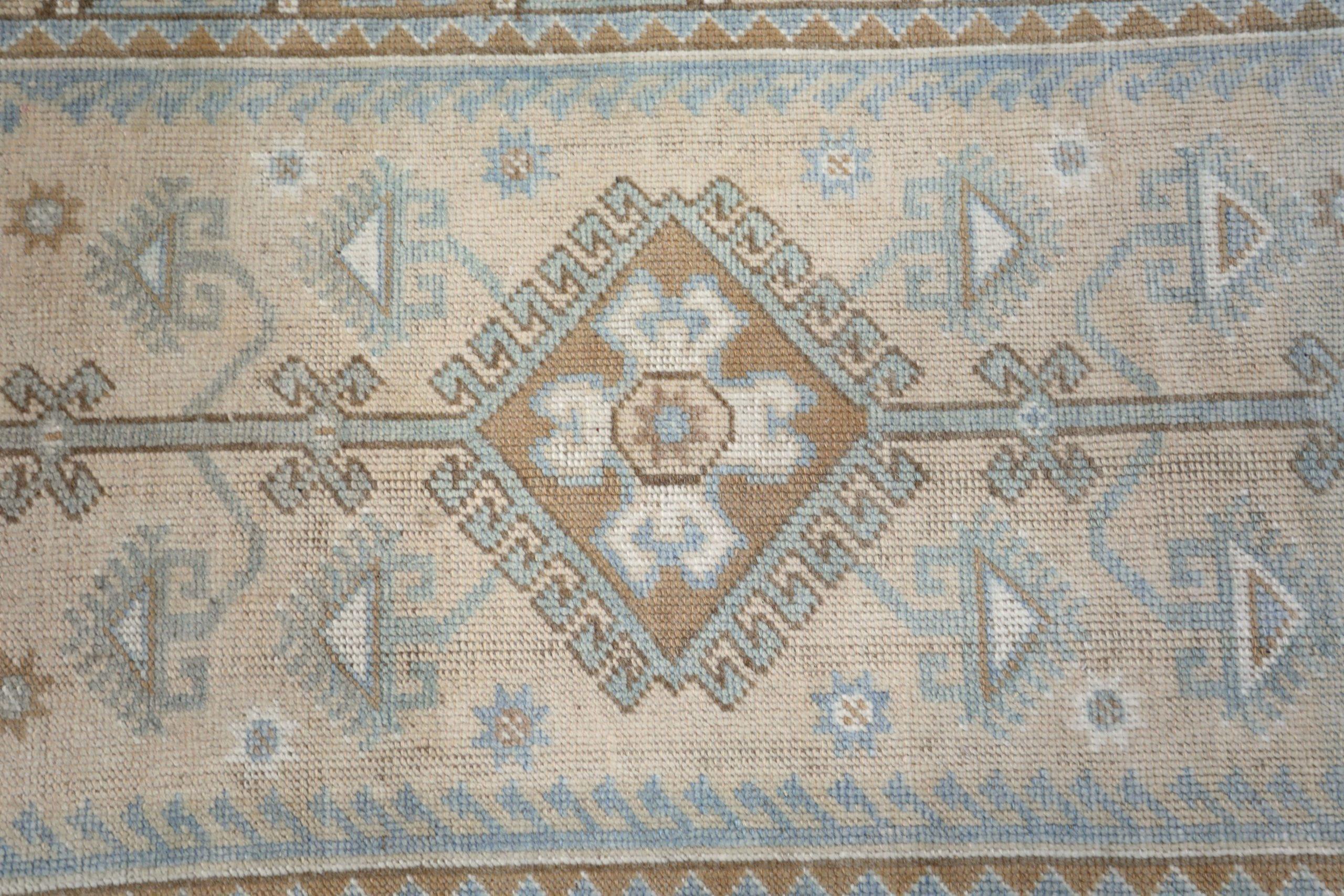 20ième siècle Turkey Anatoly Small Rug - Wool Brown Ivory Light Blue Taupe - 93239 en vente