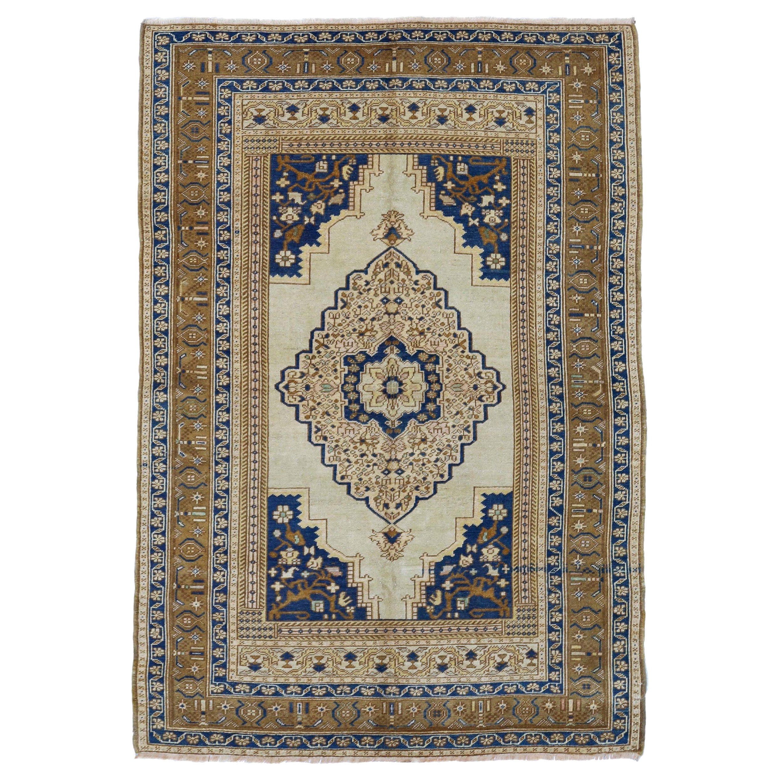Türkei Anatoly Small Rug - Wolle Brown Elfenbein Navy Blue Design - 93118