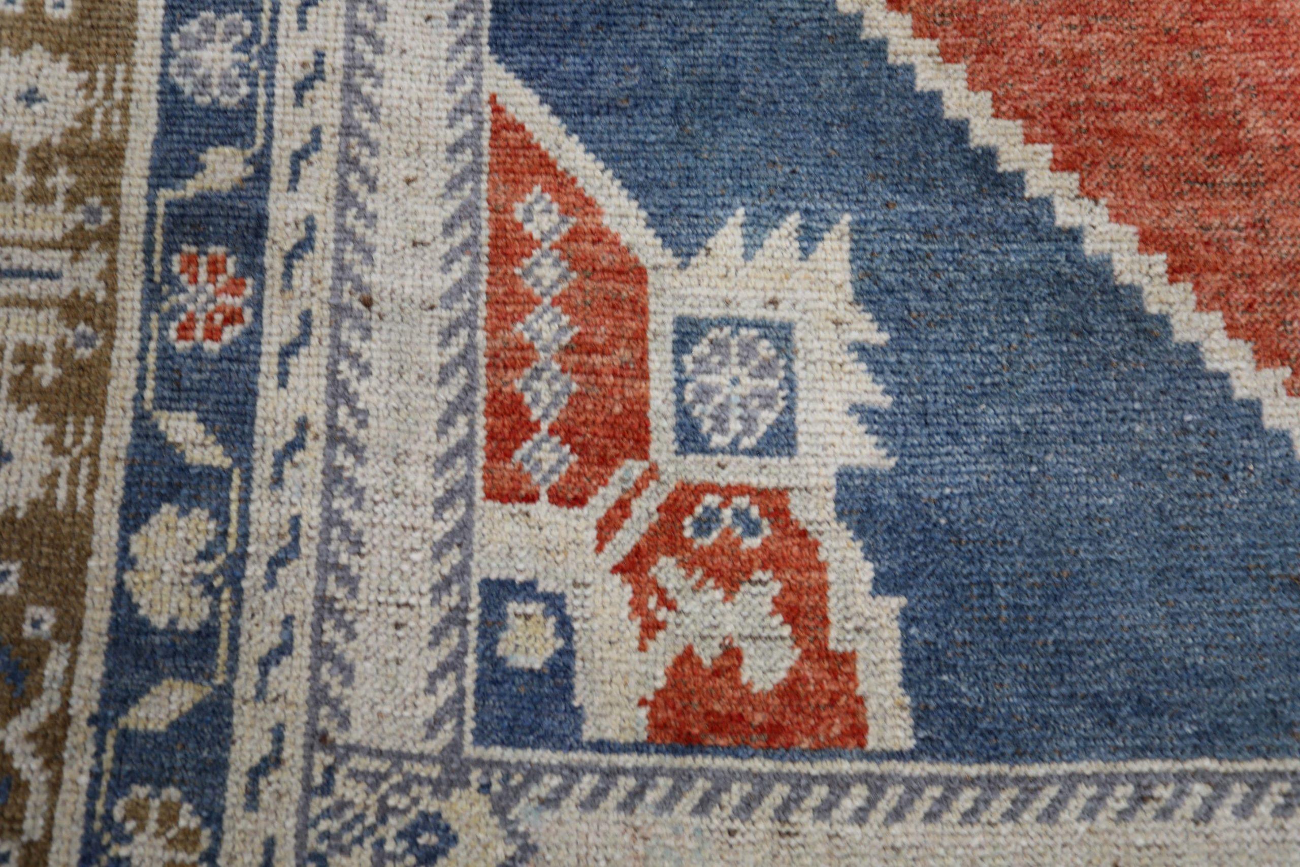 Turquía Anatoly Alfombra Pequeña - Lana Marrón Marfil Azul Marino Rojo - 93114 en Excelente estado para la venta en Dallas, TX