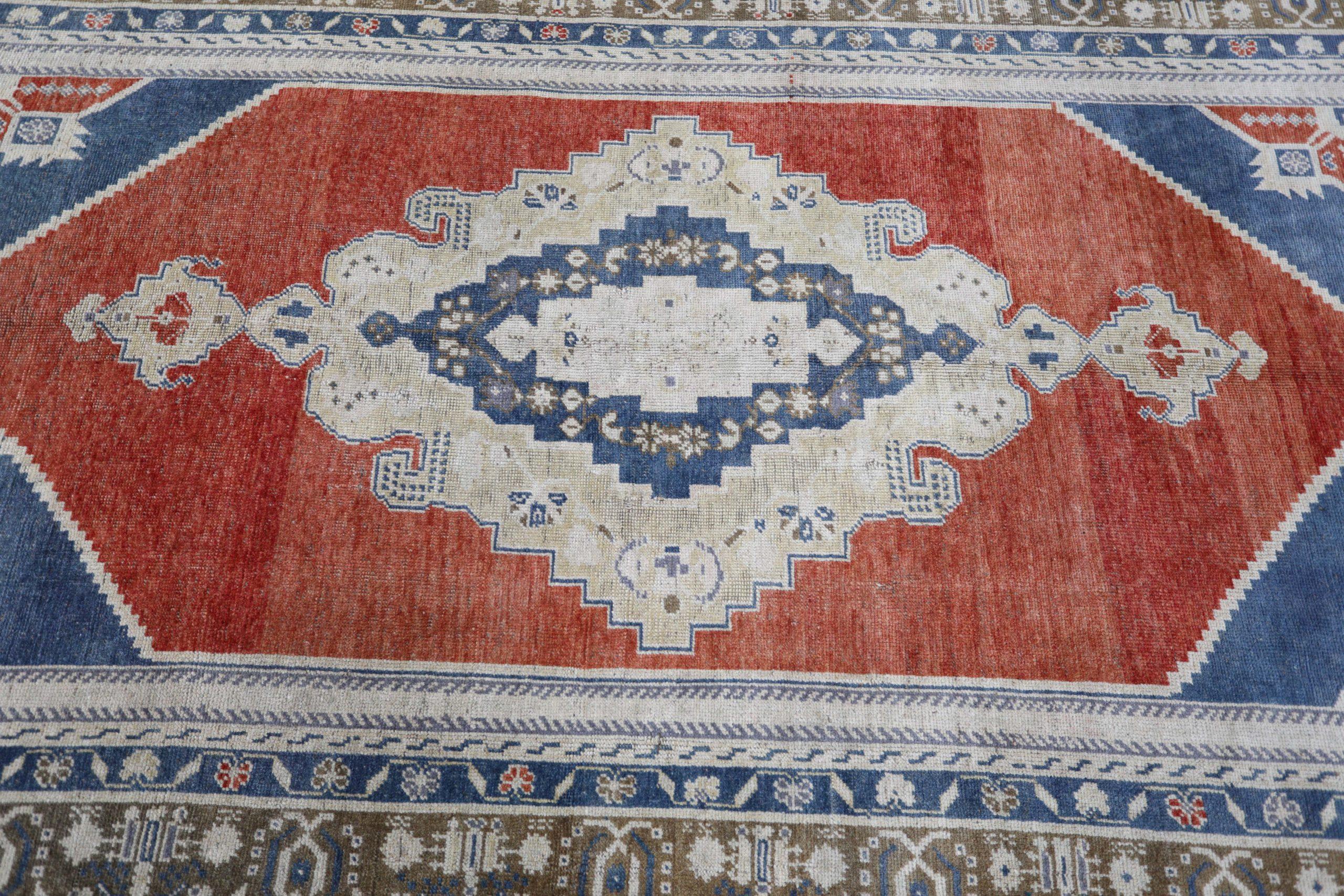 Turquía Anatoly Alfombra Pequeña - Lana Marrón Marfil Azul Marino Rojo - 93114 siglo XX en venta