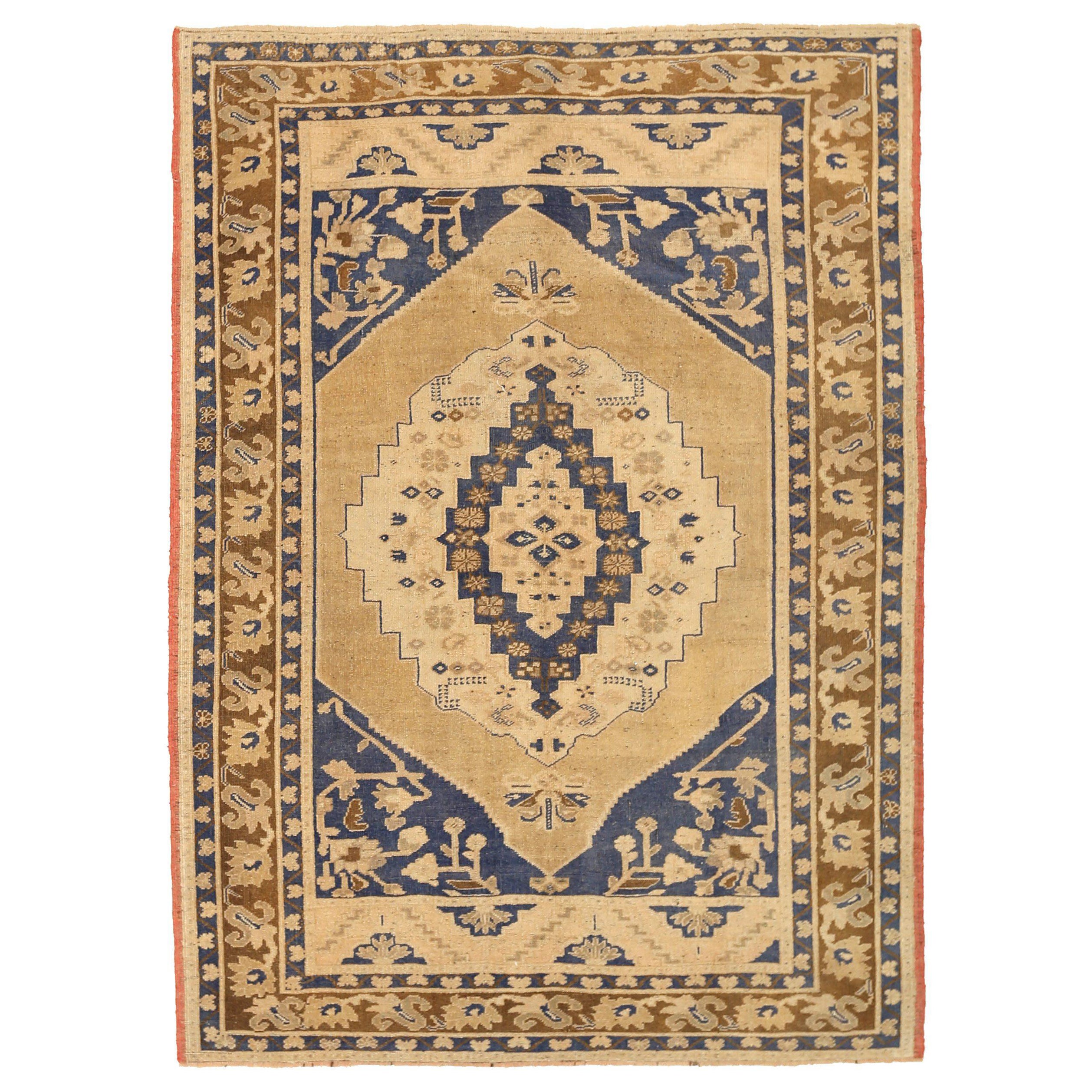 Türkei Anatoly Kleiner Teppich - Wolle Braun Elfenbein Marineblau Taupe - 92836
