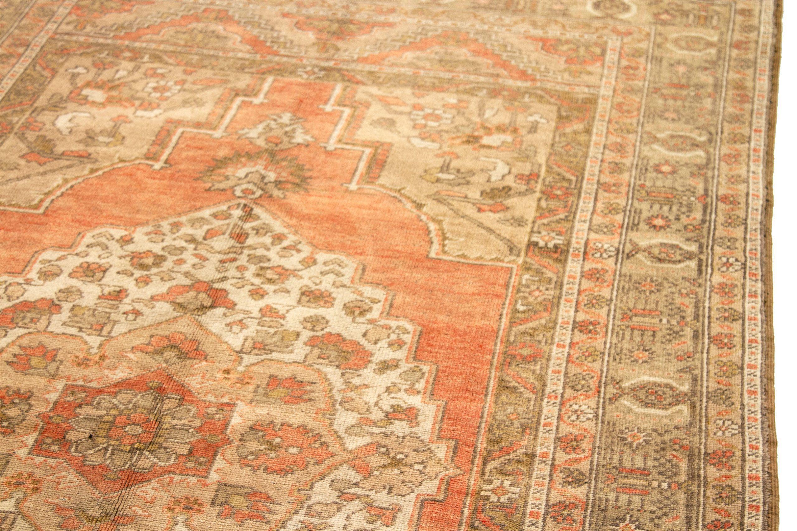 Türkei Anatoly Small Rug - Wolle Brown Elfenbein Pink Design - 92761 (20. Jahrhundert) im Angebot