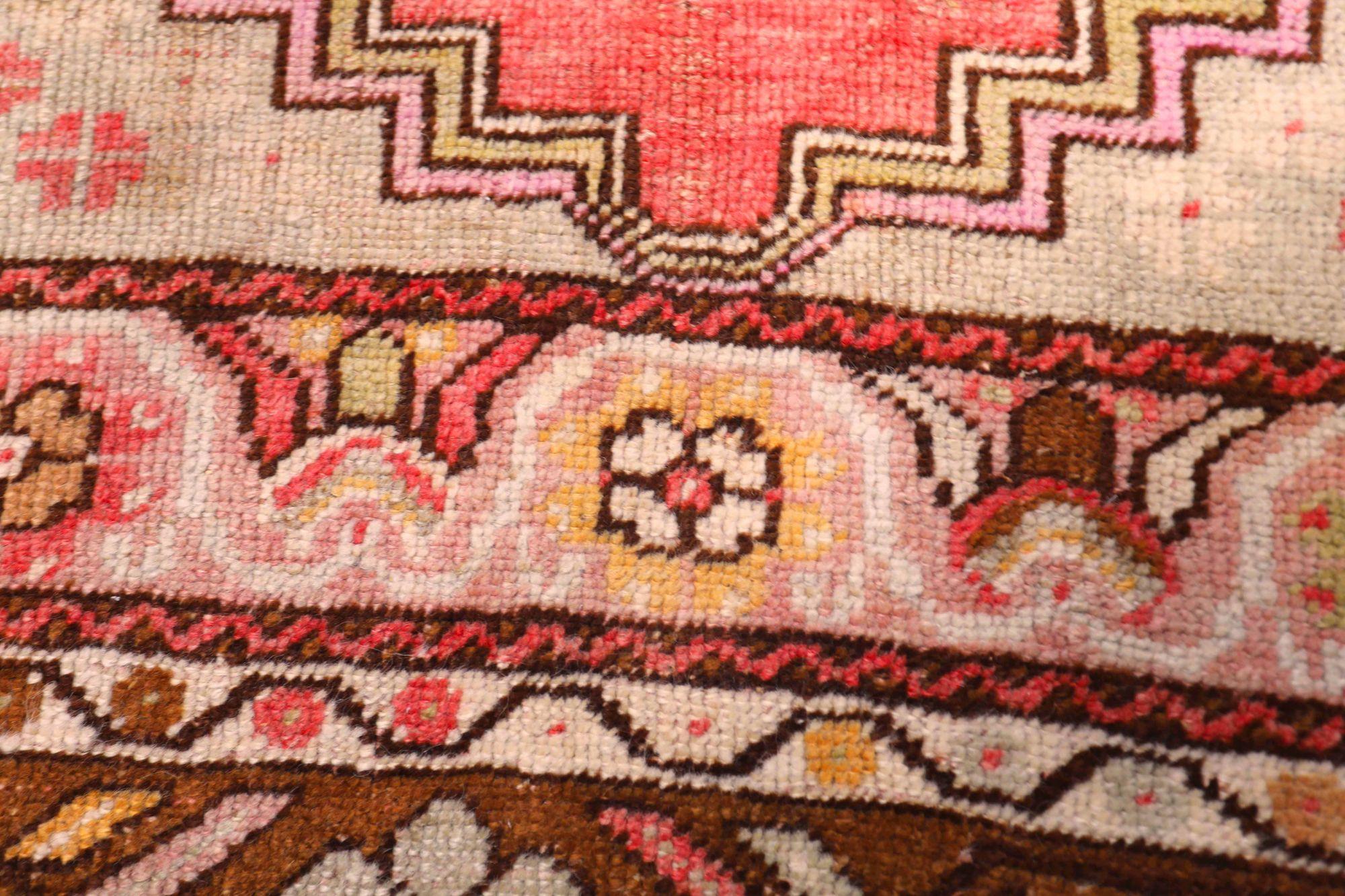 Türkei Anatoly Kleiner Teppich - Wolle Braun Elfenbein Rosa Design - 93176 (Türkisch) im Angebot