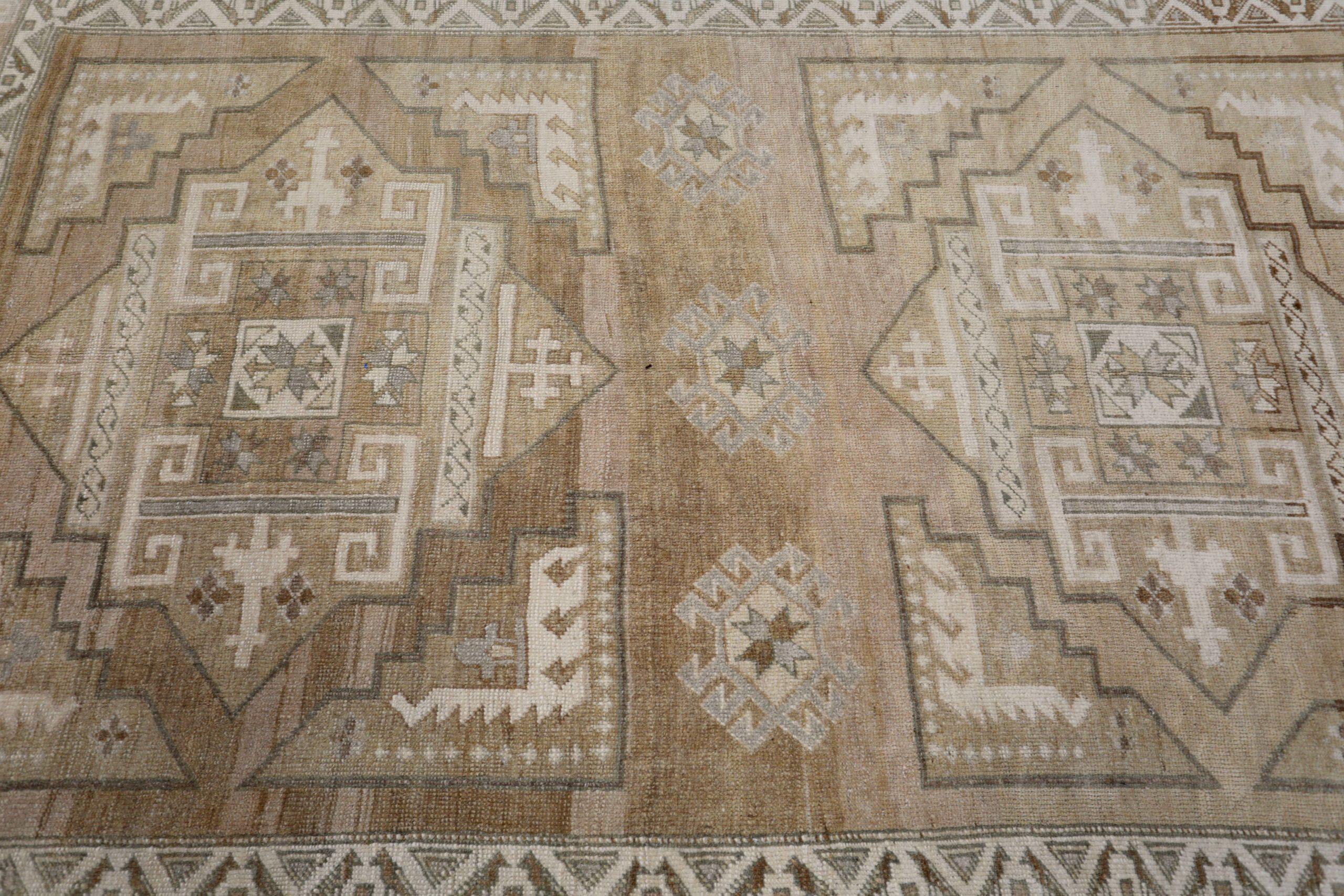 Türkei Anatoly Small Teppich - Wolle Brown Elfenbein Taupe Design - 93113 (20. Jahrhundert) im Angebot