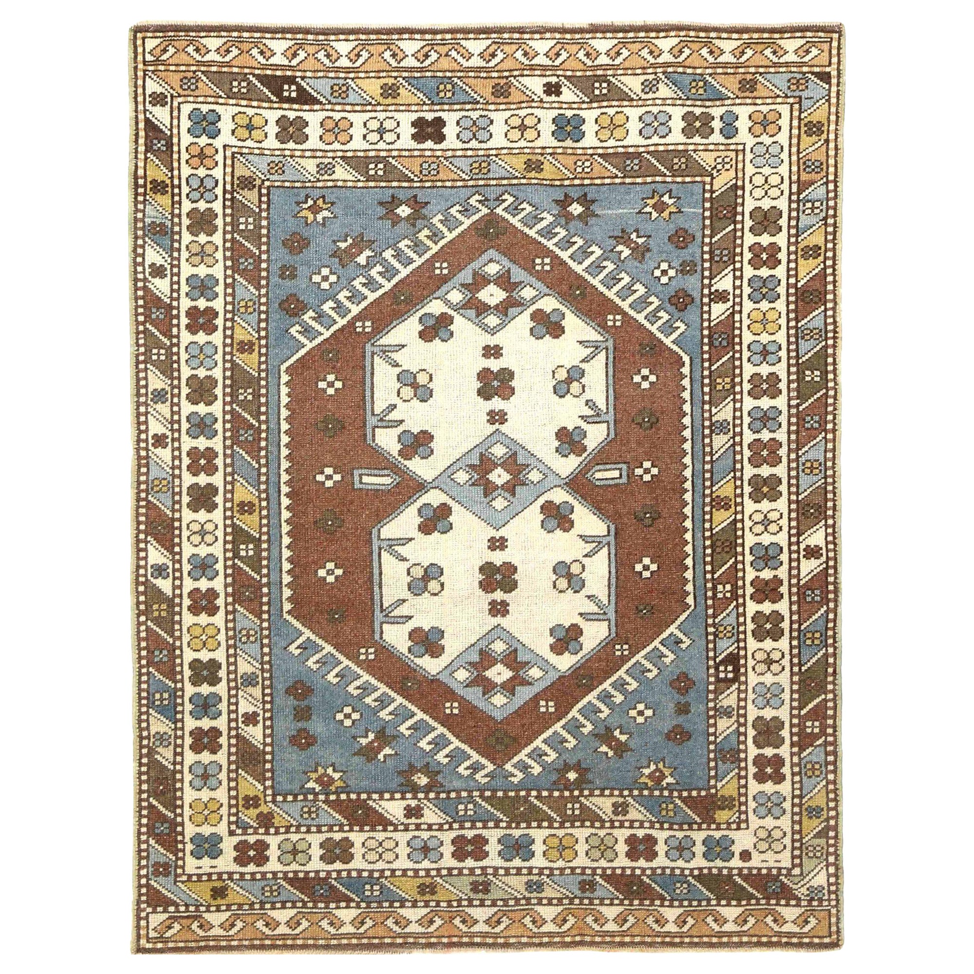Türkei Anatoly Small Rug - Wolle Brown Elfenbein Gelb Design - 93169