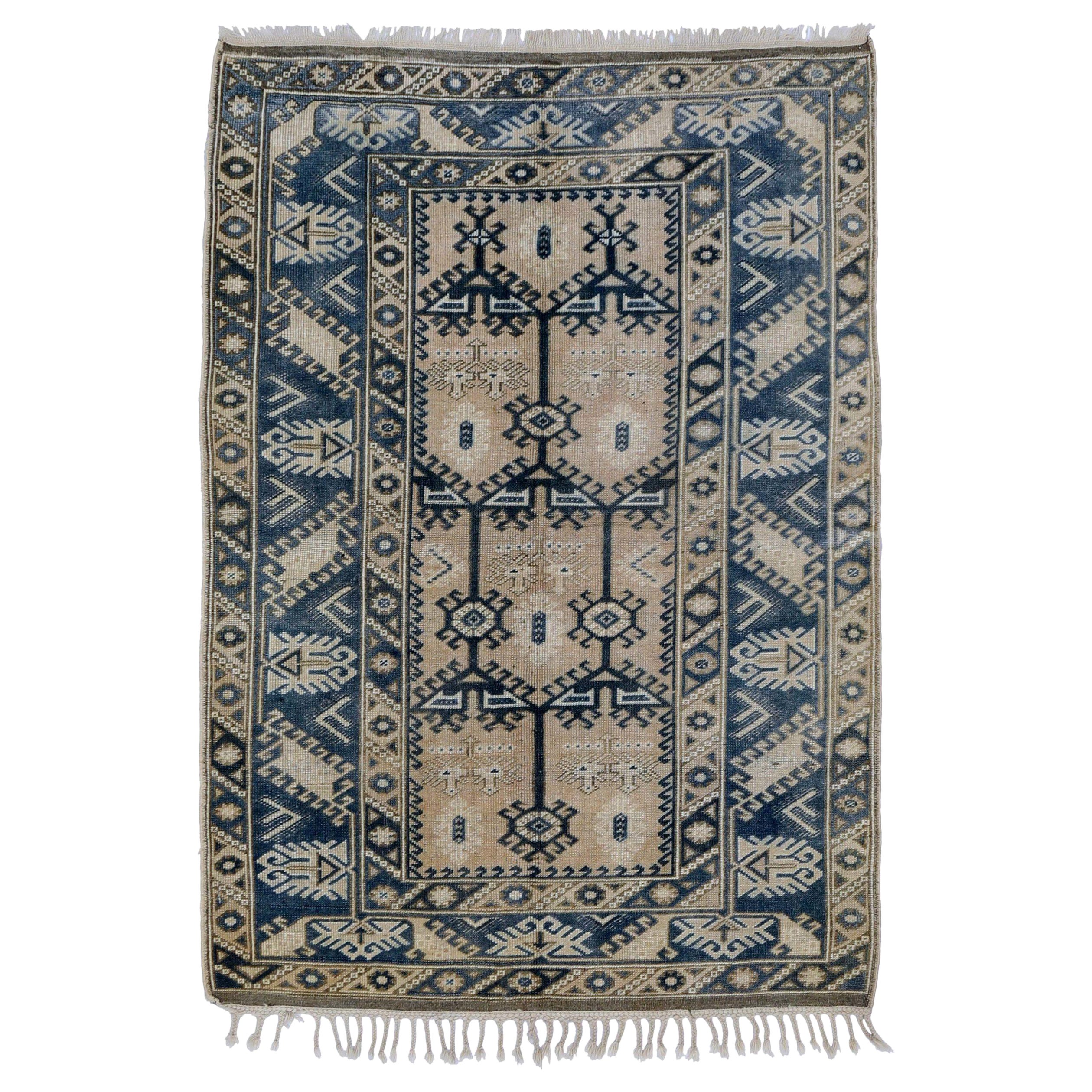 Tappeto Turkey Anatoly Small - Lana Marrone Blu Navy Design - 93145