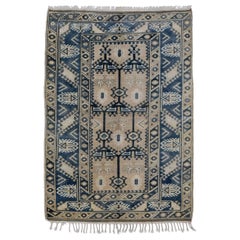 Turkey Anatoly Small Rug - Wool Brown Navy Blue Design - 93145