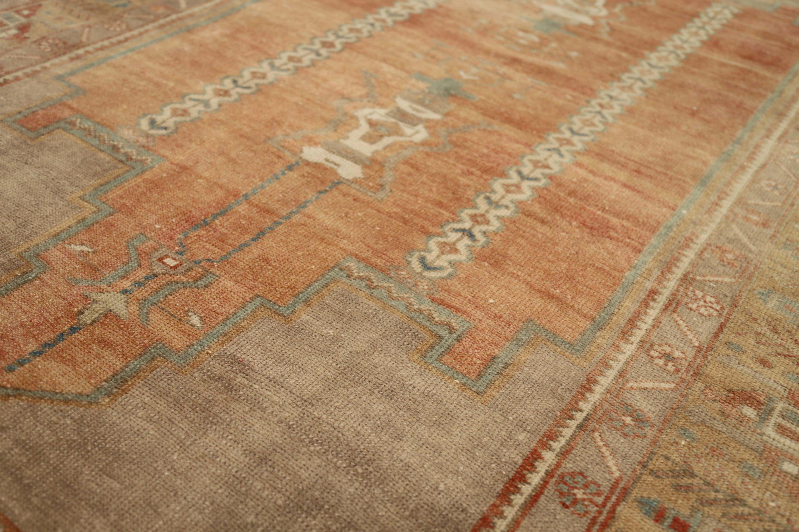 Türkei Anatoly Small Rug - Wolle Brown Orange Red Taupe Design - 92887 (Türkisch) im Angebot