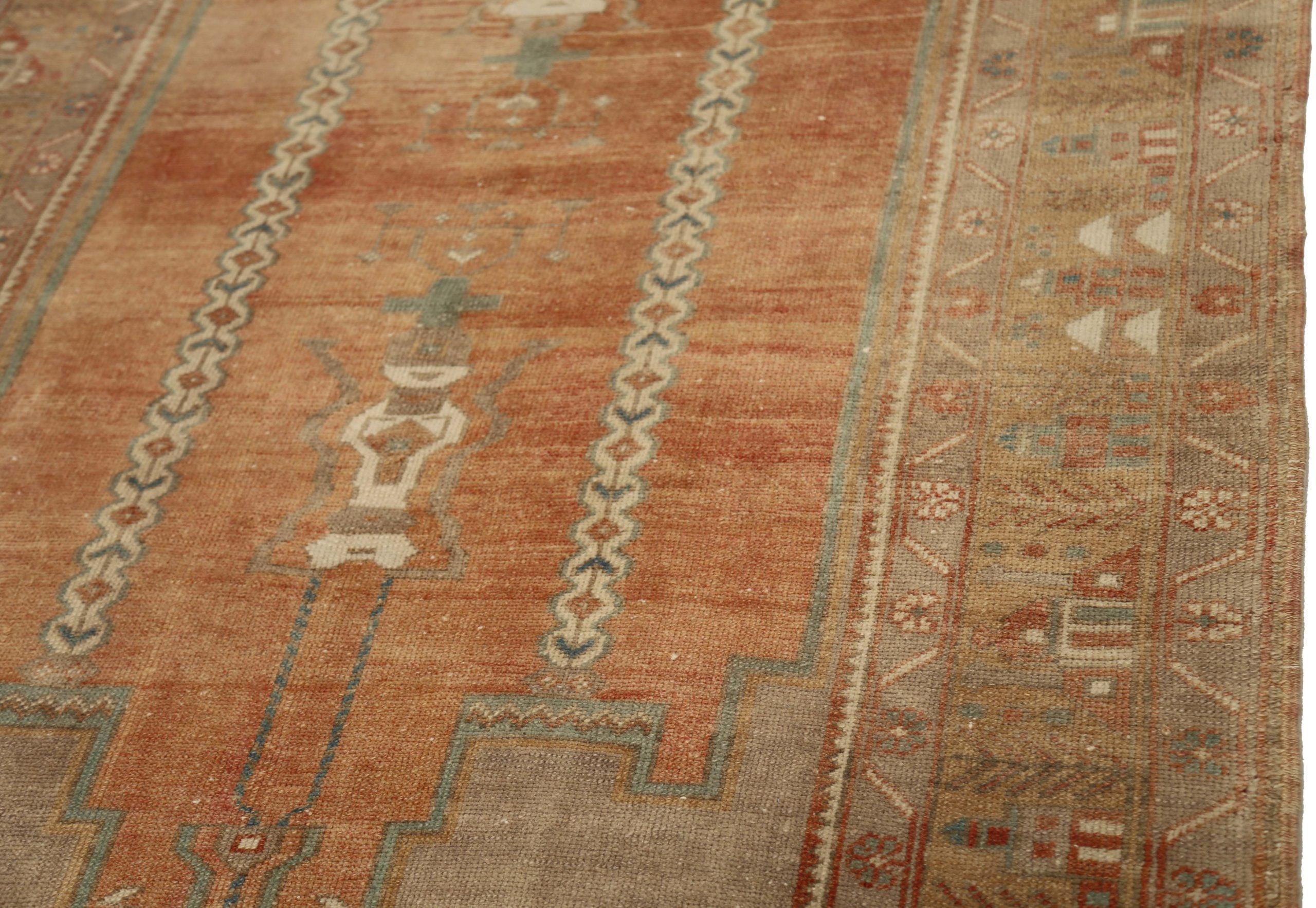 Türkei Anatoly Small Rug - Wolle Brown Orange Red Taupe Design - 92887 im Zustand „Hervorragend“ im Angebot in Dallas, TX