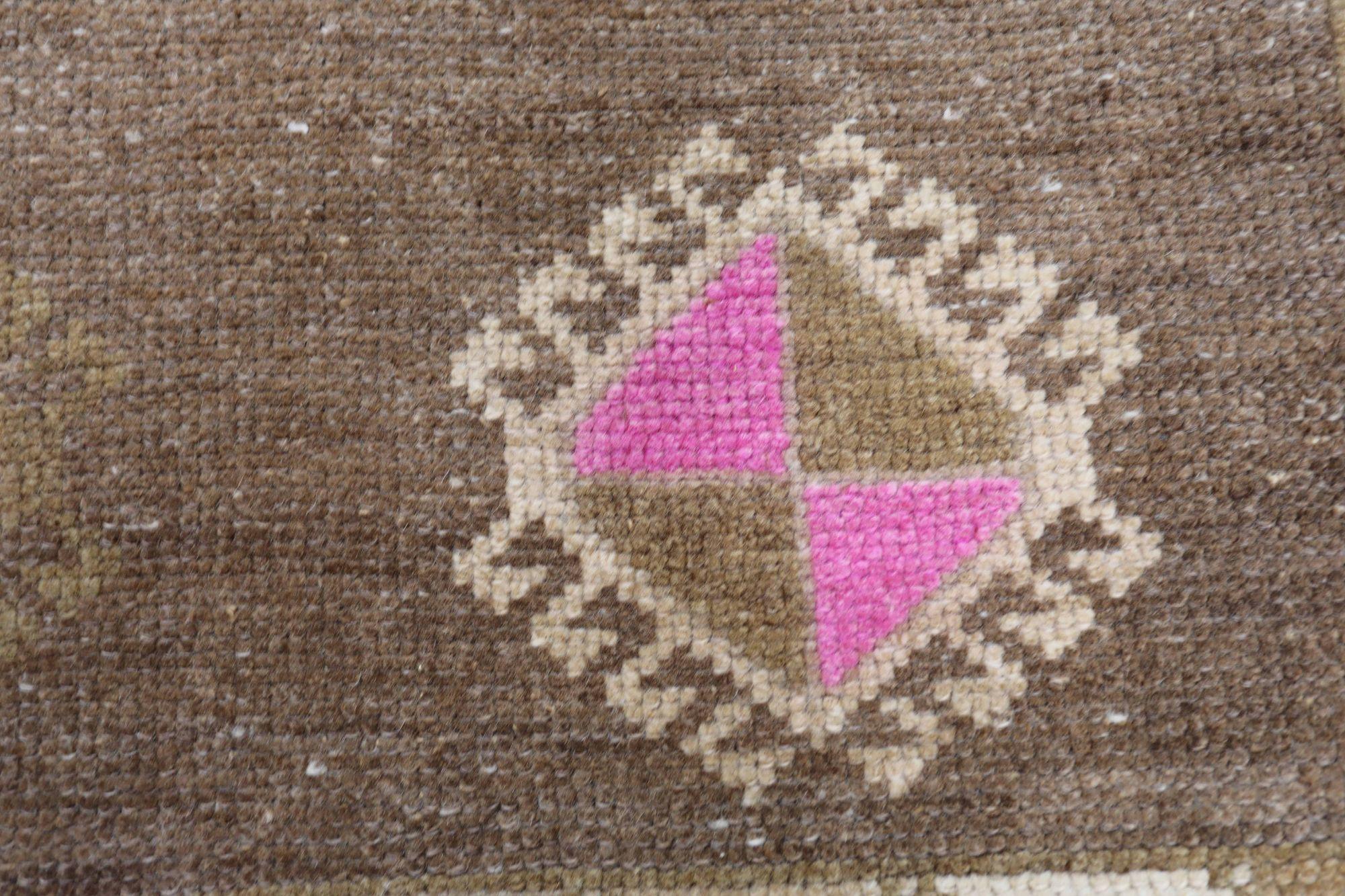 Turco Tappeto Turkey Anatoly Small - Lana Marrone Design Rosa - 93081 in vendita
