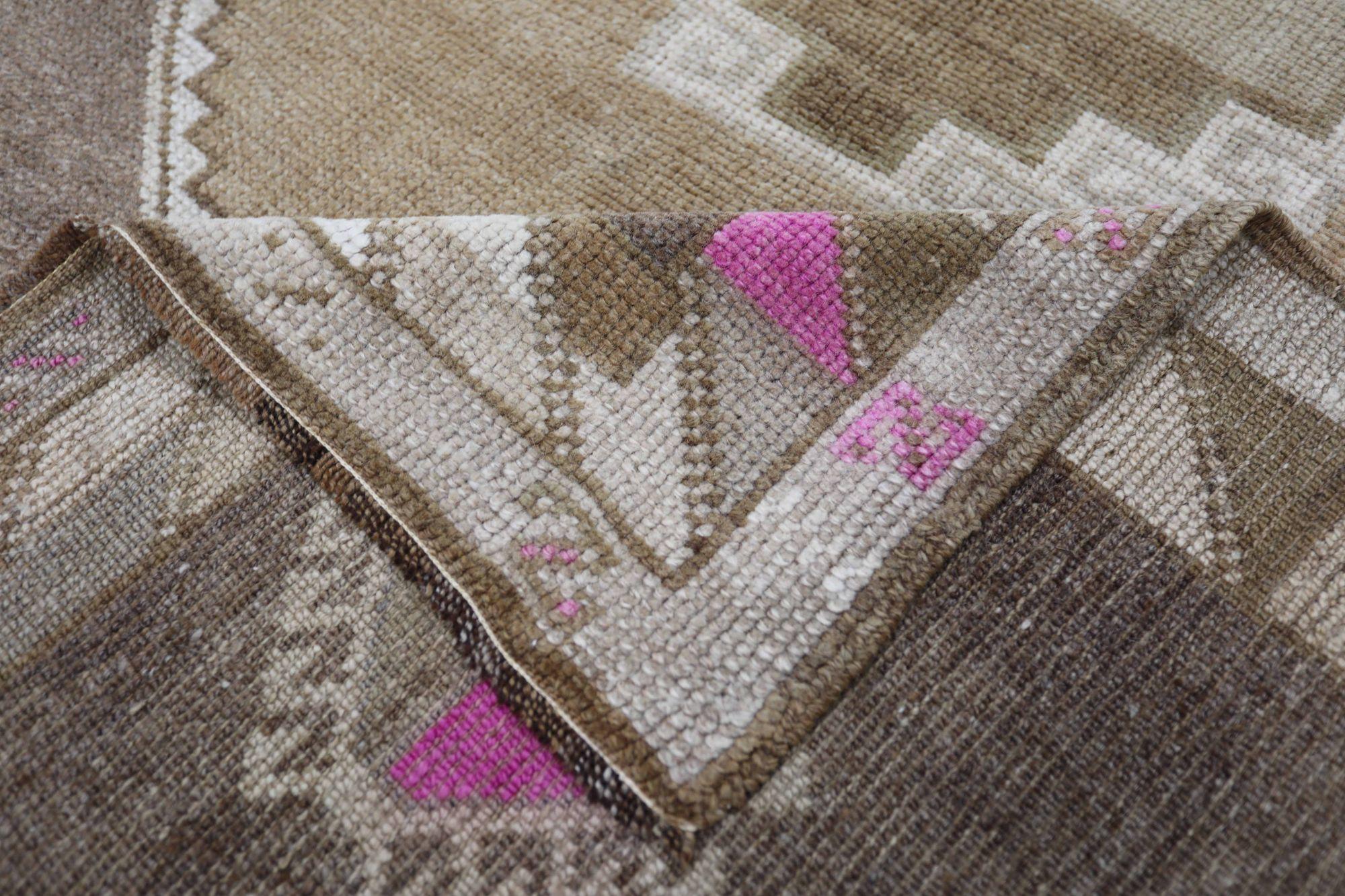 XX secolo Tappeto Turkey Anatoly Small - Lana Marrone Design Rosa - 93081 in vendita