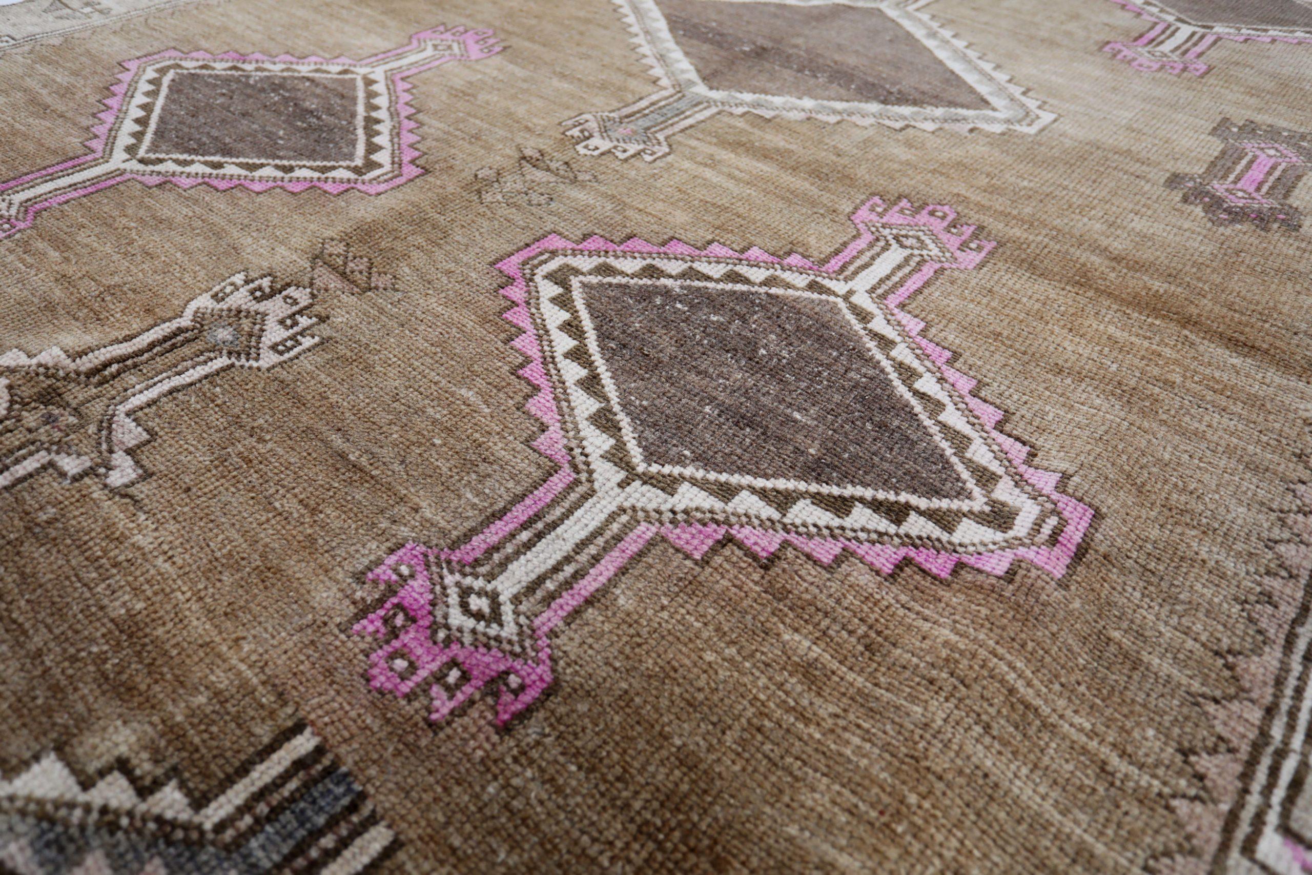 Turco Tappeto Turkey Anatoly Small - Lana Marrone Design Rosa - 93116 in vendita
