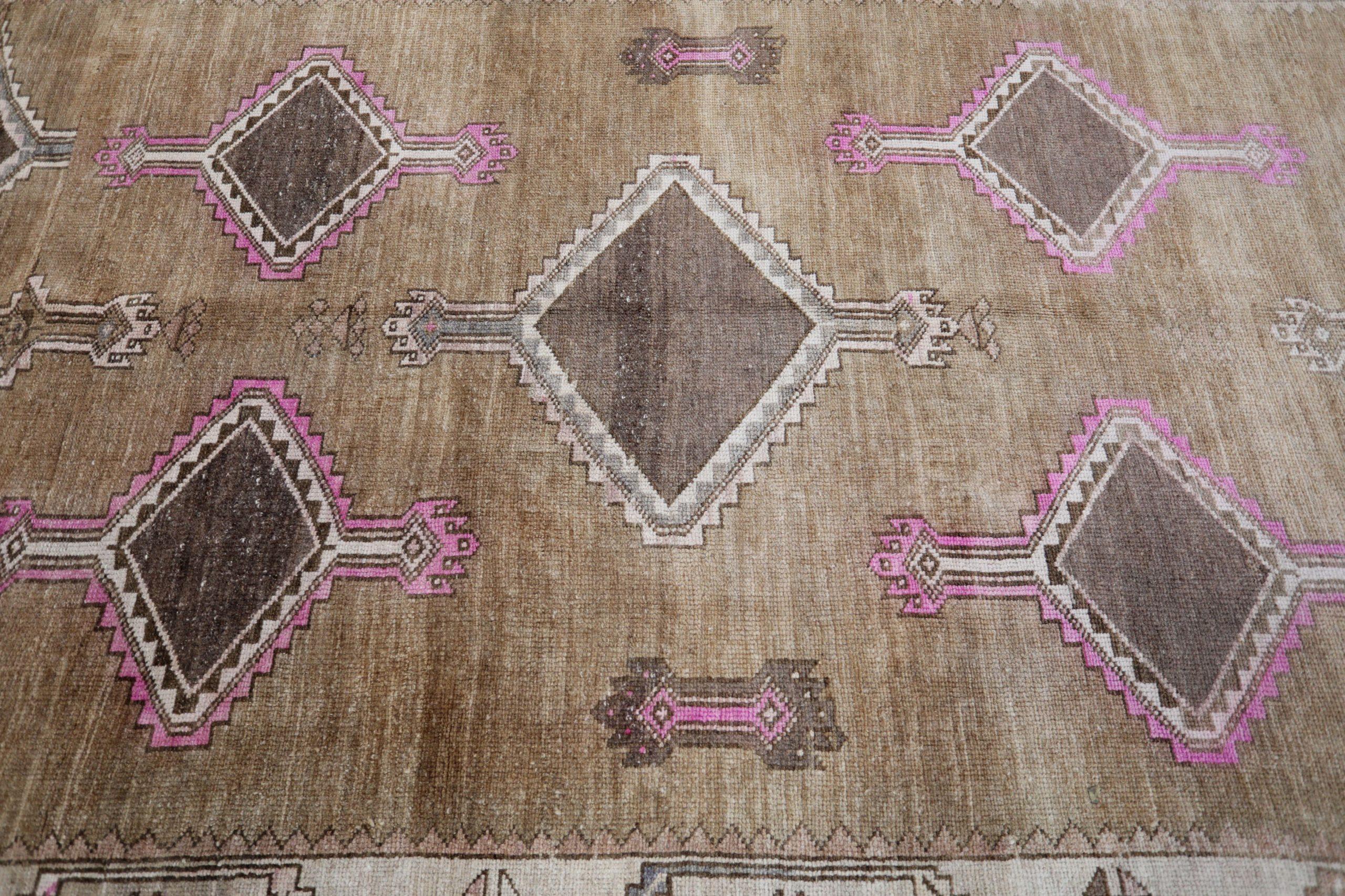 XX secolo Tappeto Turkey Anatoly Small - Lana Marrone Design Rosa - 93116 in vendita
