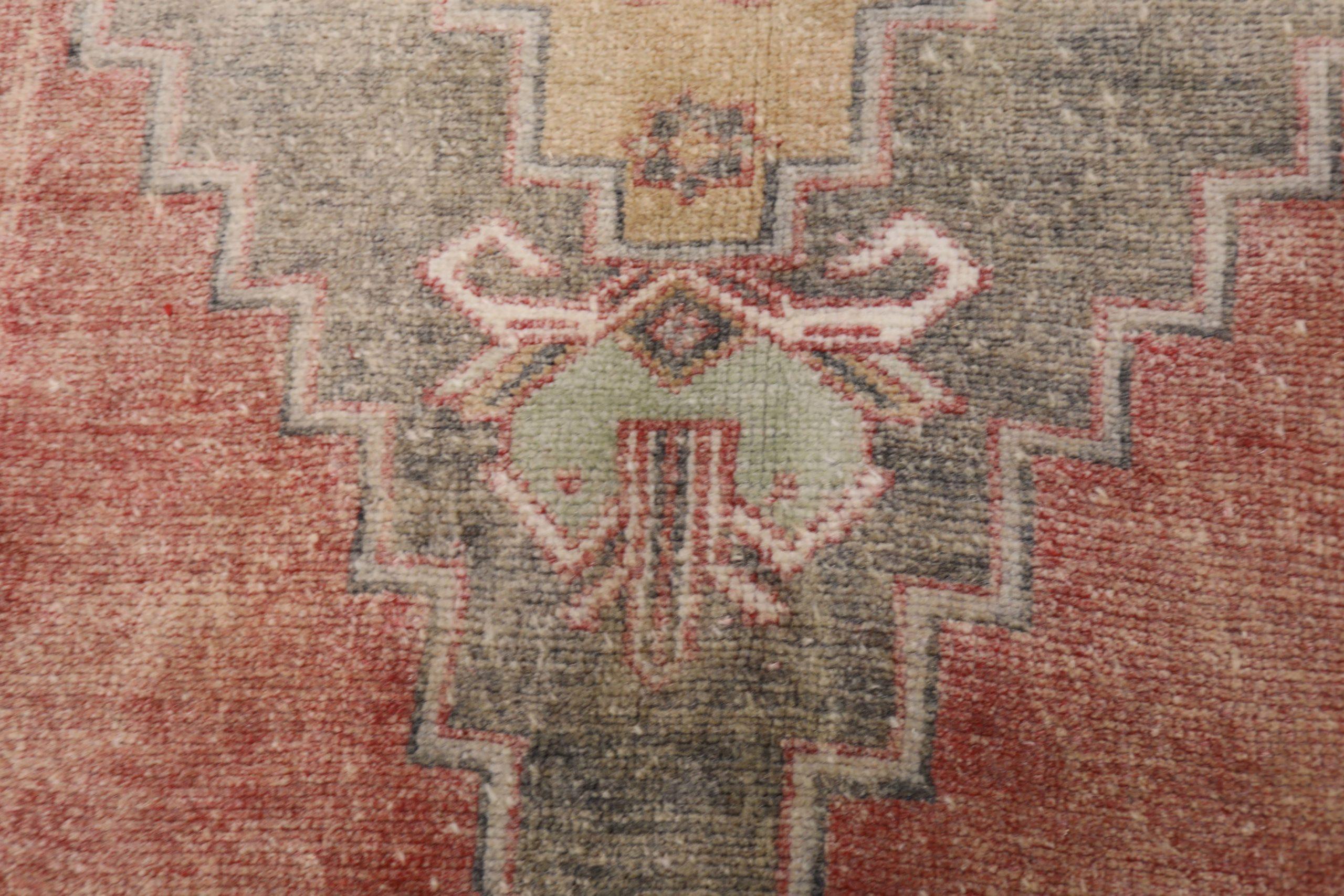 Türkei Anatoly Small Rug - Wolle Brown Red Design - 93112 im Zustand „Hervorragend“ im Angebot in Dallas, TX