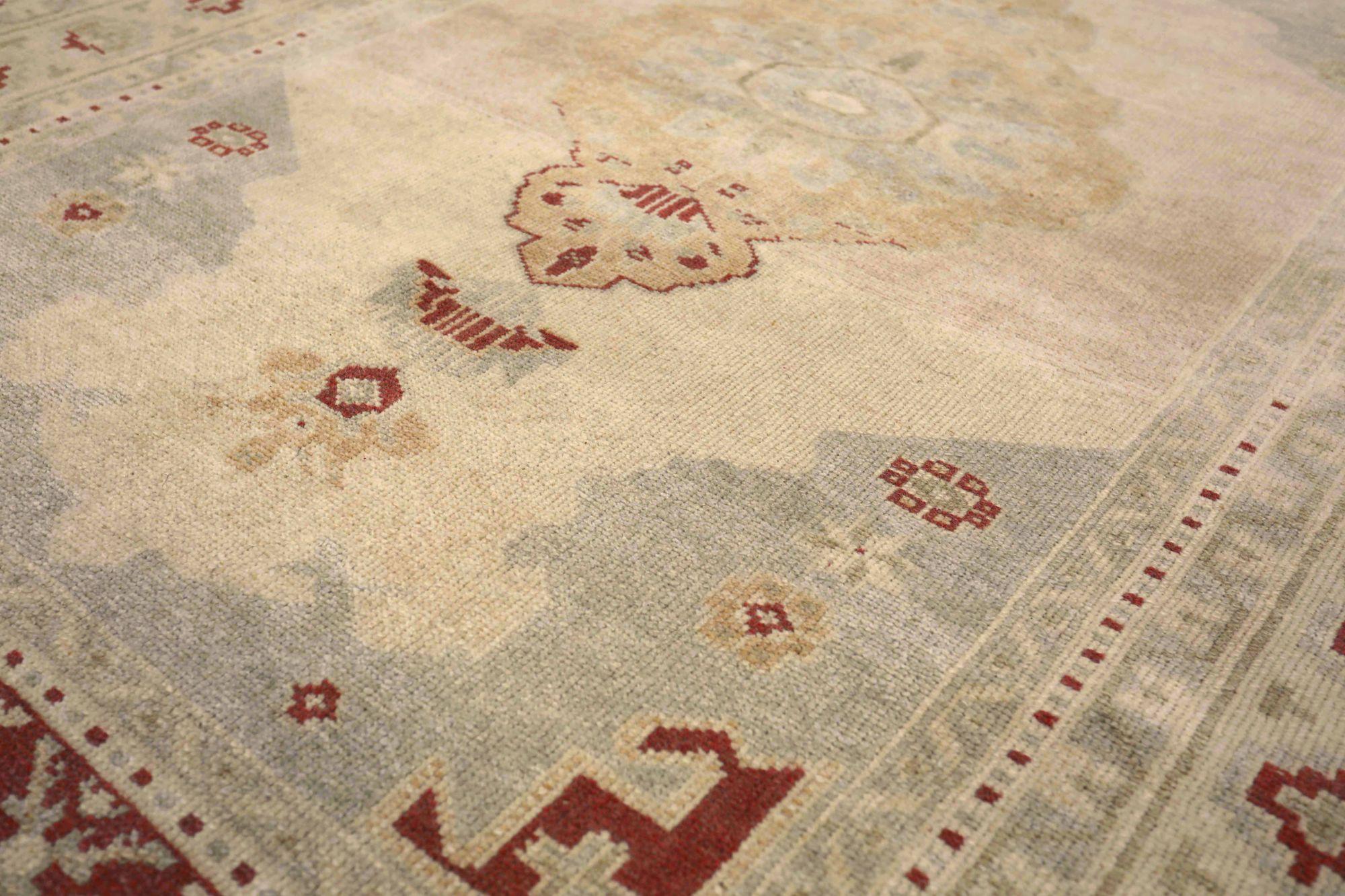 Türkei Anatoly Small Rug - Wolle Grau Elfenbein Rosa Gelb Design - 93184 im Zustand „Hervorragend“ im Angebot in Dallas, TX
