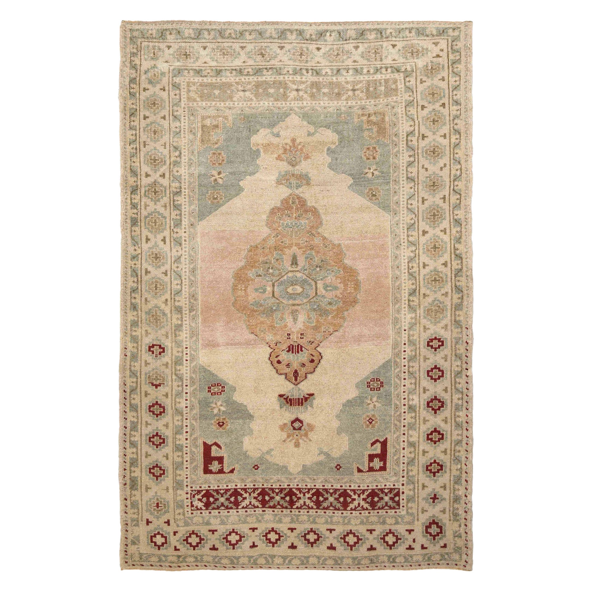 Türkei Anatoly Small Rug - Wolle Grau Elfenbein Rosa Gelb Design - 93184