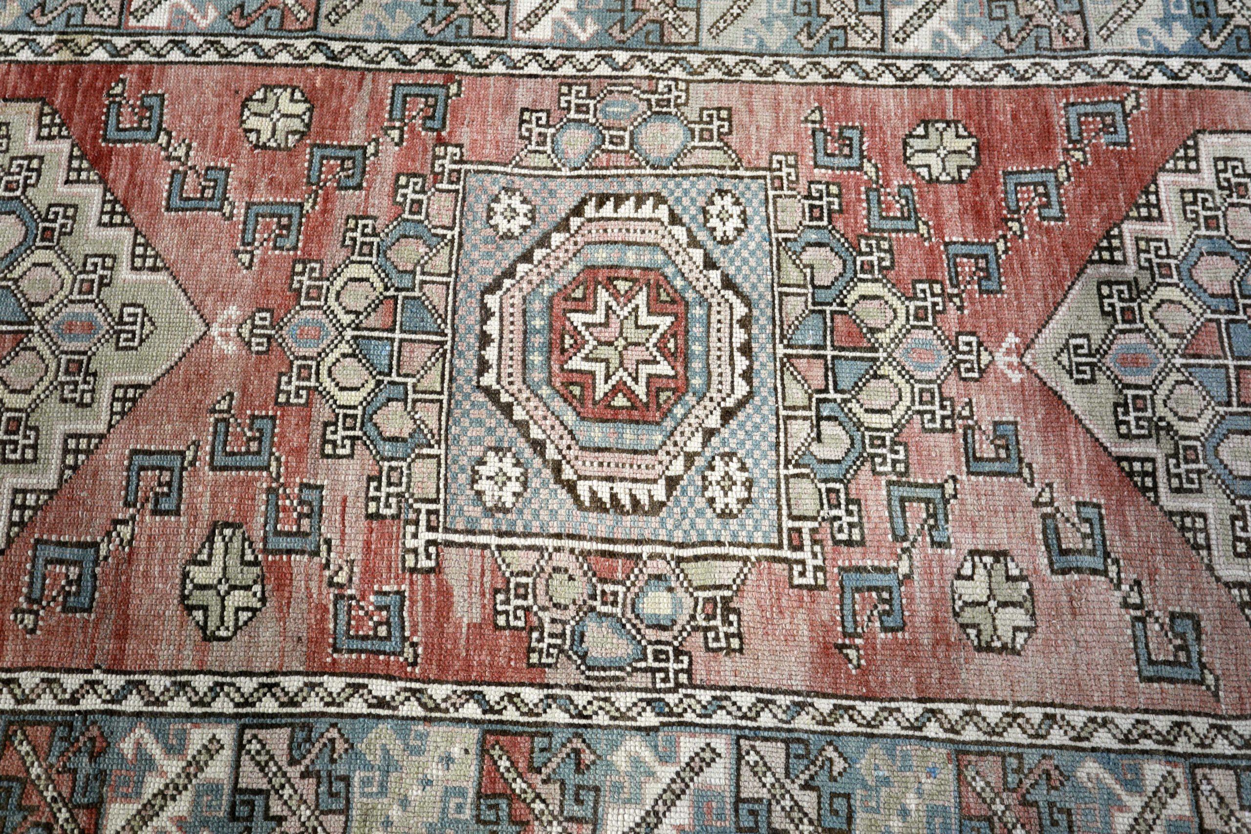 Türkischer Anatoly Kleiner Teppich - Wolle Grau Elfenbein Rot Design - 93144 im Angebot 1