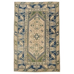 Tappeto Turkey Anatoly Small - Lana Verde Avorio Blu Navy Design - 93143