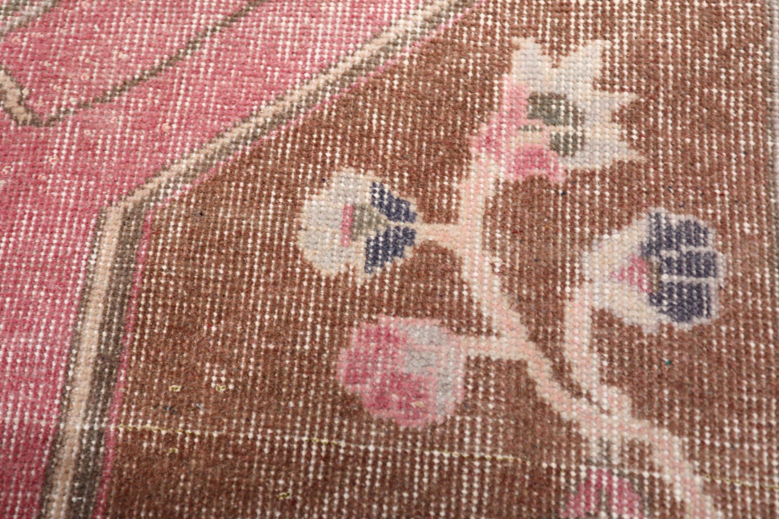 Türkischer Anatoly Kleiner Teppich - Wolle Grün Elfenbein Rosa Rot Design - 93247 (20. Jahrhundert) im Angebot