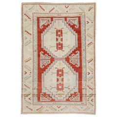 Türkischer Anatoly Kleiner Teppich - Wolle Elfenbein Hellblau Rot Design - 93241