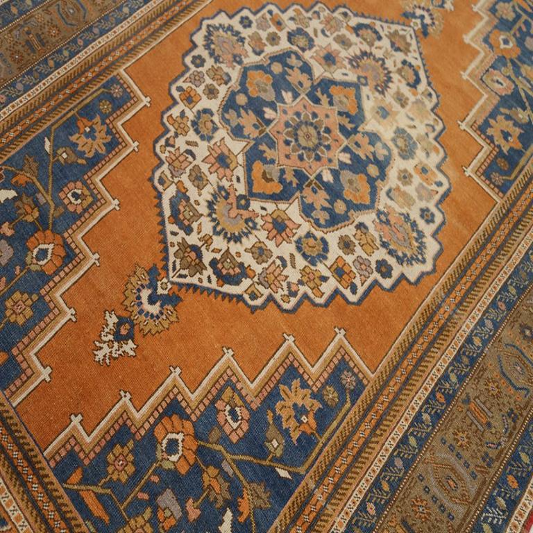 Turco Tappeto Turkey Anatoly Small - Lana Avorio Blu Navy Arancione Design - 92989 in vendita