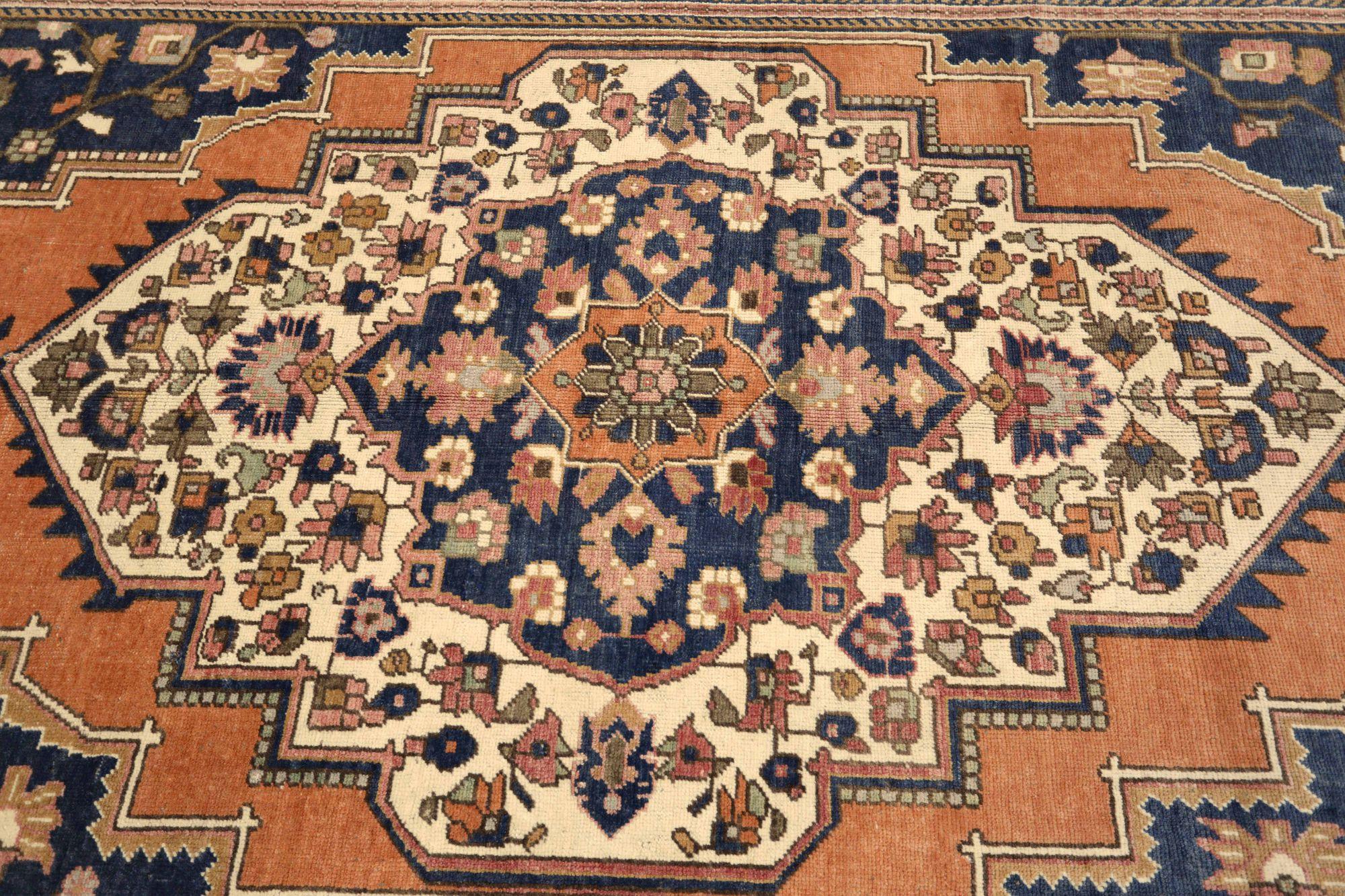 Discover the elegance of Turkey Anatoly featuring Small Rug in Circa 1940. Designed with Wool and IvoryNavy BlueOrange, this exclusive design is perfect for enhancing your space.