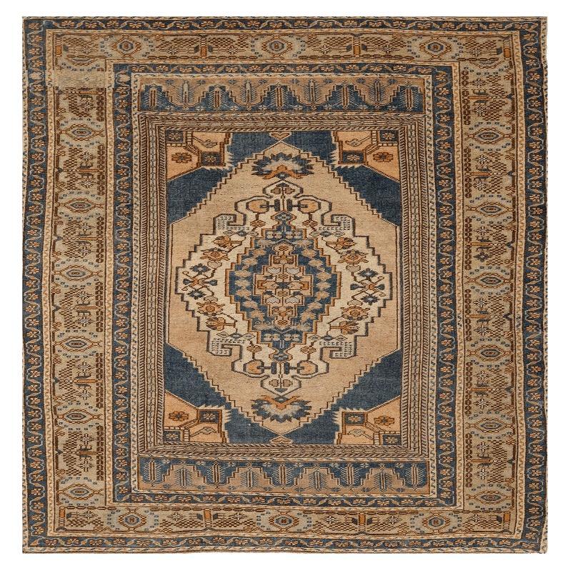 Türkei Anatoly Small Rug - Wolle Elfenbein Marineblau Gelb Design - 92997