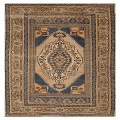 Turkey Anatoly Small Rug - Wool Ivory Navy Blue Yellow Design - 92997