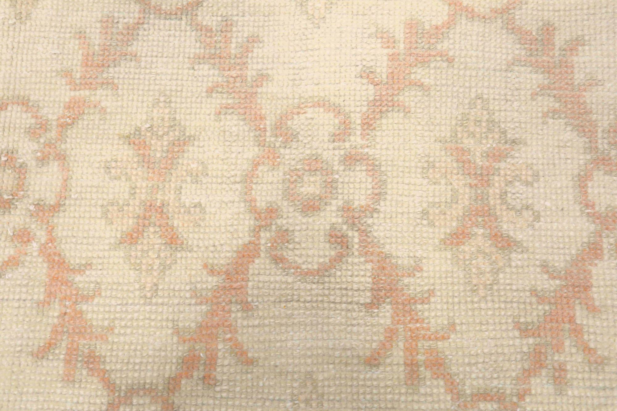 Turkish Turkey Anatoly Small Rug - Wool Ivory Pink Design - 93070 For Sale