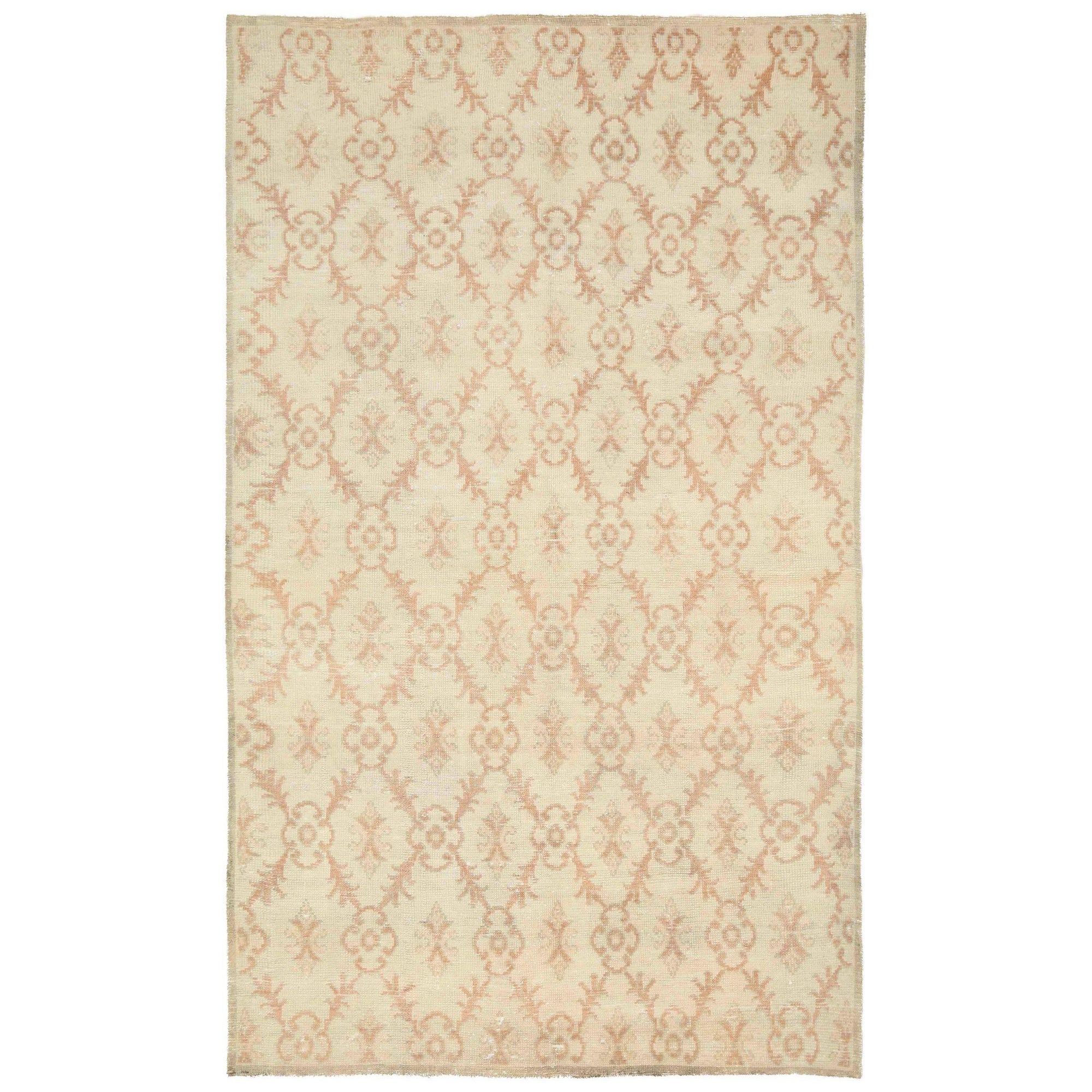 Turkey Anatoly Small Rug - Wool Ivory Pink Design - 93070 For Sale