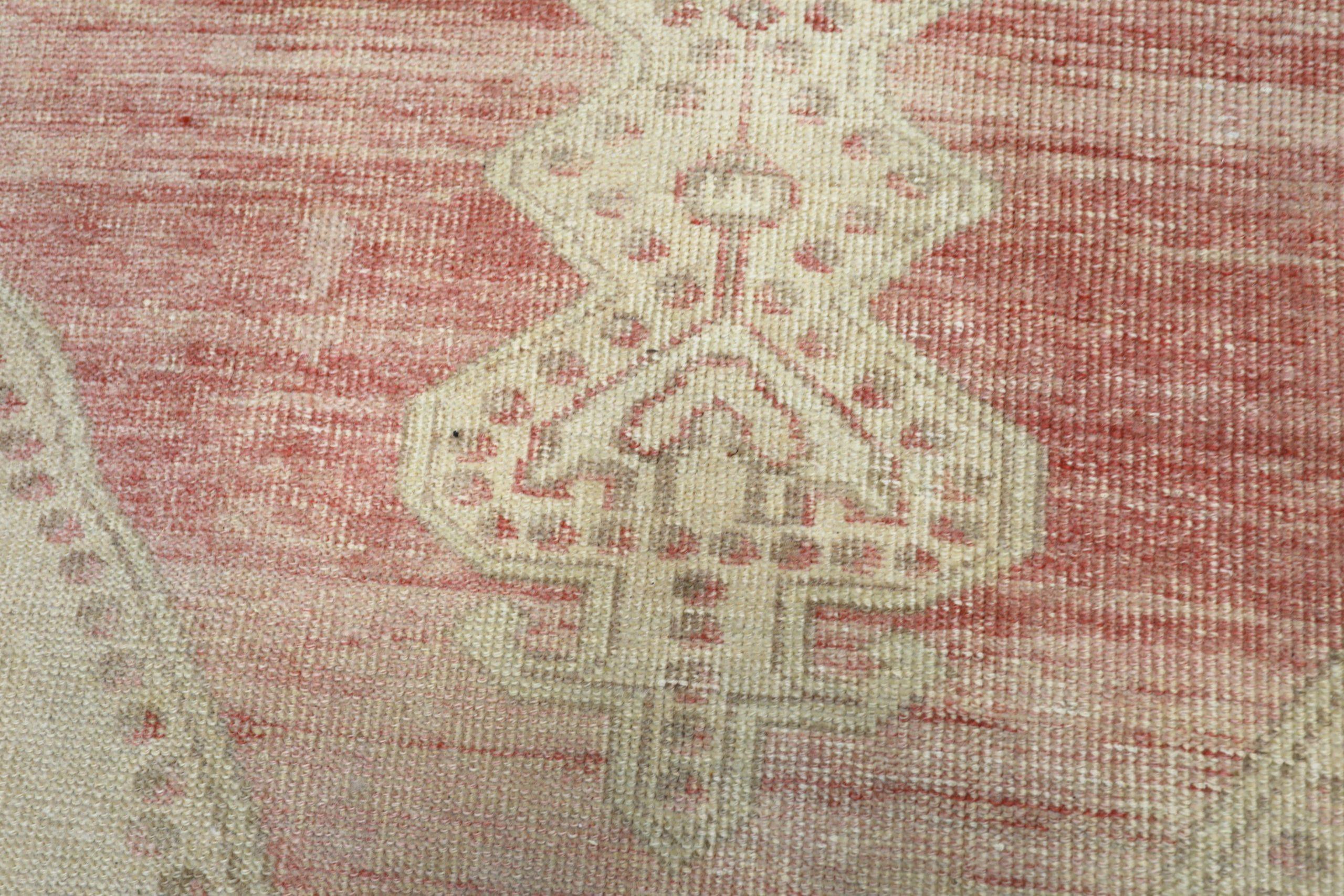 Türkischer Anatoly Kleiner Teppich - Wolle Elfenbein Rot Design - 93158 im Angebot 1
