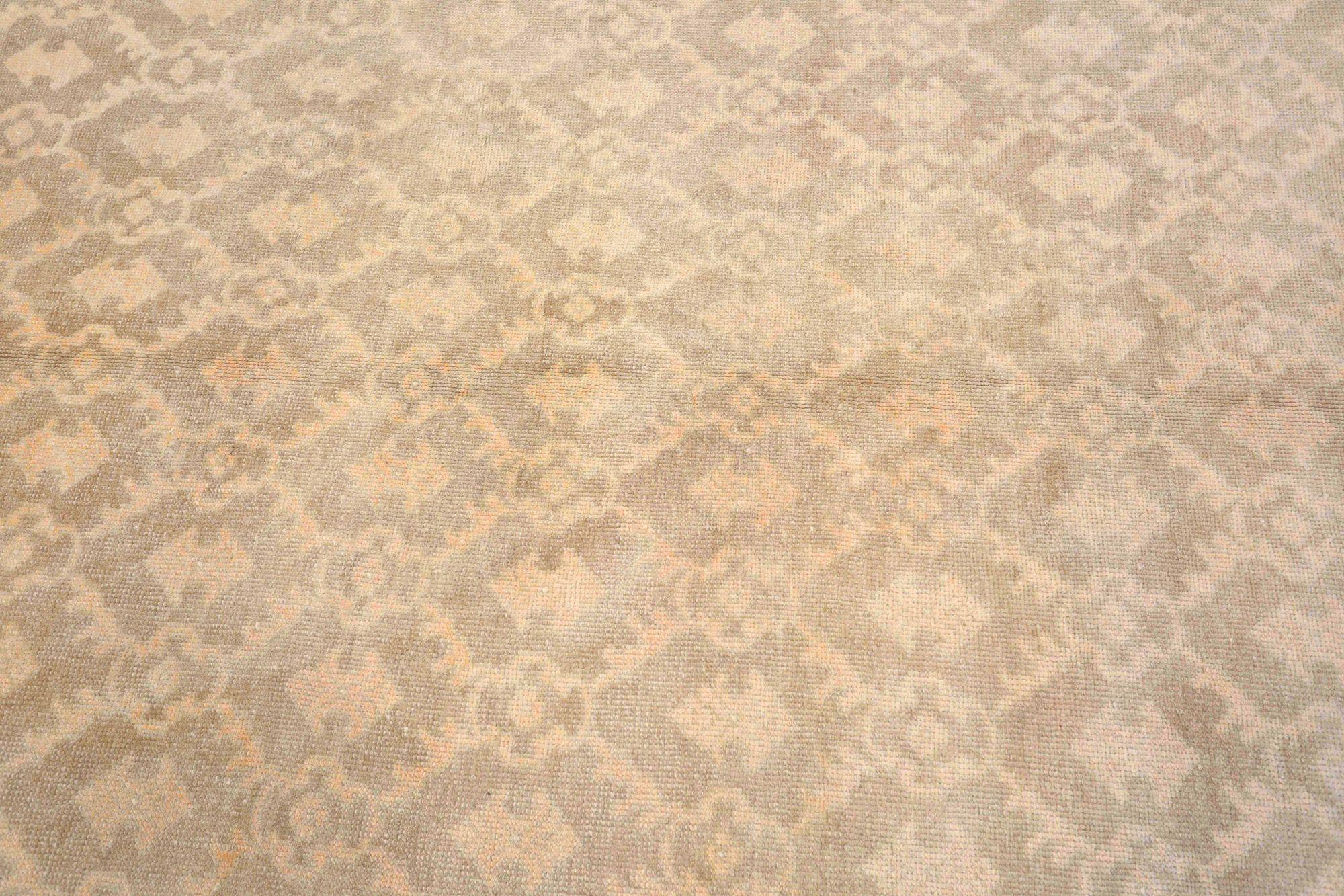 Türkischer Anatoly Kleiner Teppich - Wolle Elfenbein Taupe Design - 93078 im Zustand „Hervorragend“ im Angebot in Dallas, TX