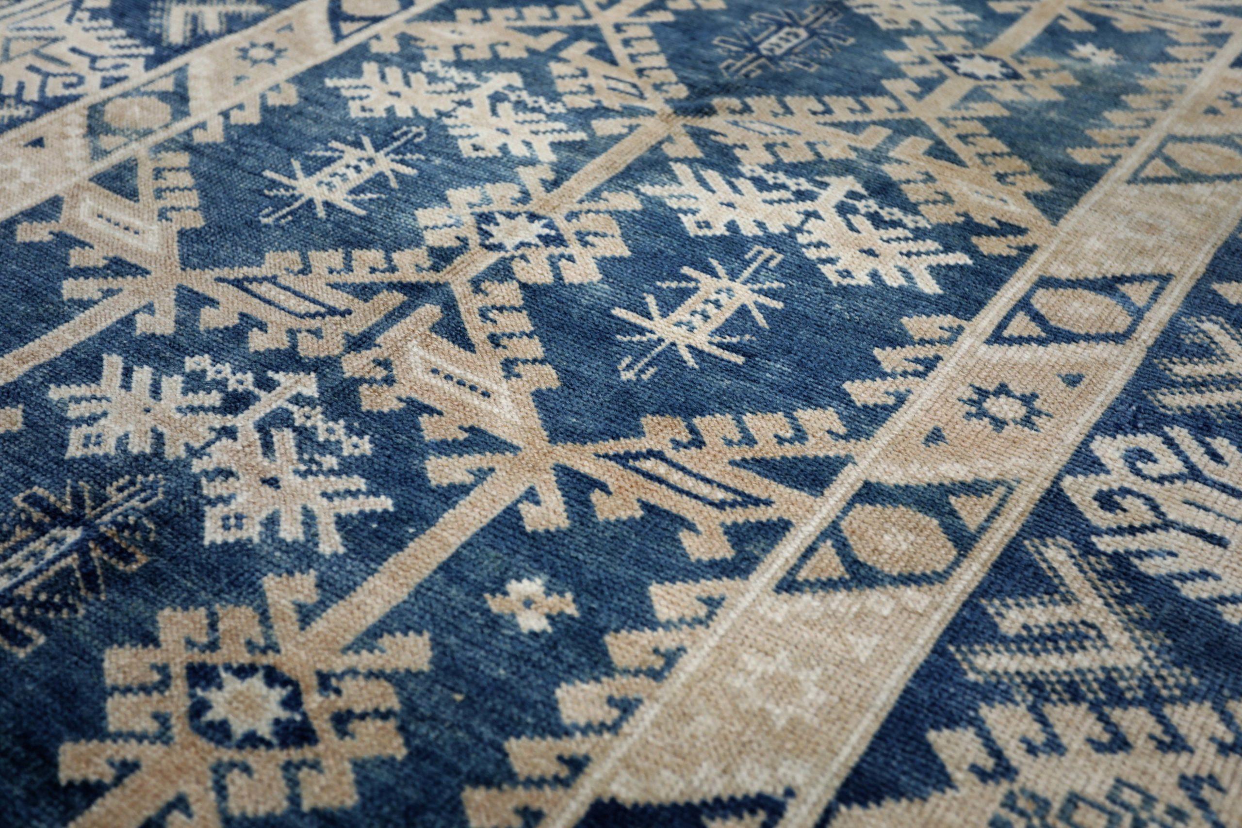 Turco Tappeto Turkey Anatoly Small - Lana Blu Navy Taupe Design - 93141 in vendita