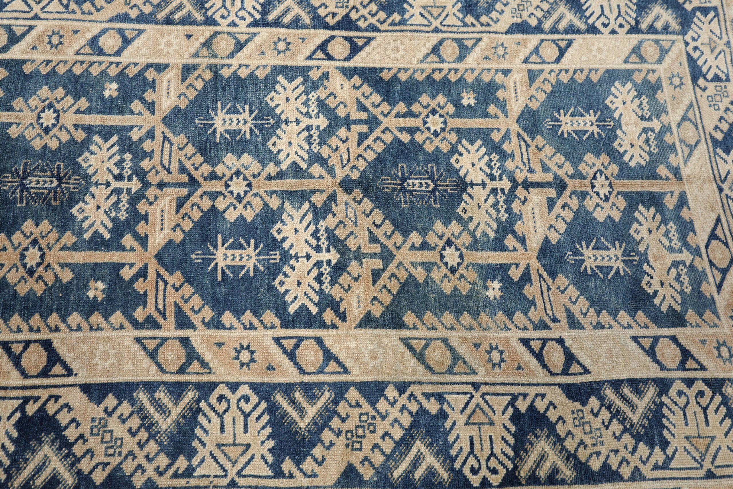 XX secolo Tappeto Turkey Anatoly Small - Lana Blu Navy Taupe Design - 93141 in vendita
