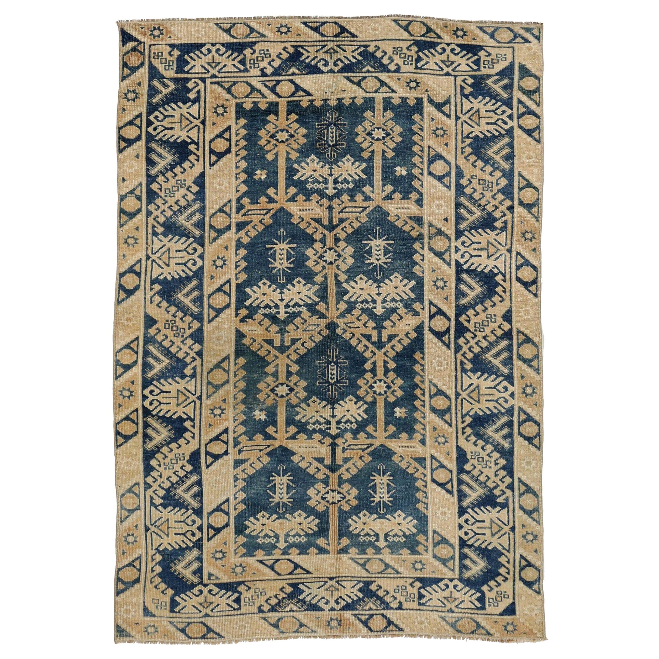 Tappeto Turkey Anatoly Small - Lana Blu Navy Taupe Design - 93141 in vendita