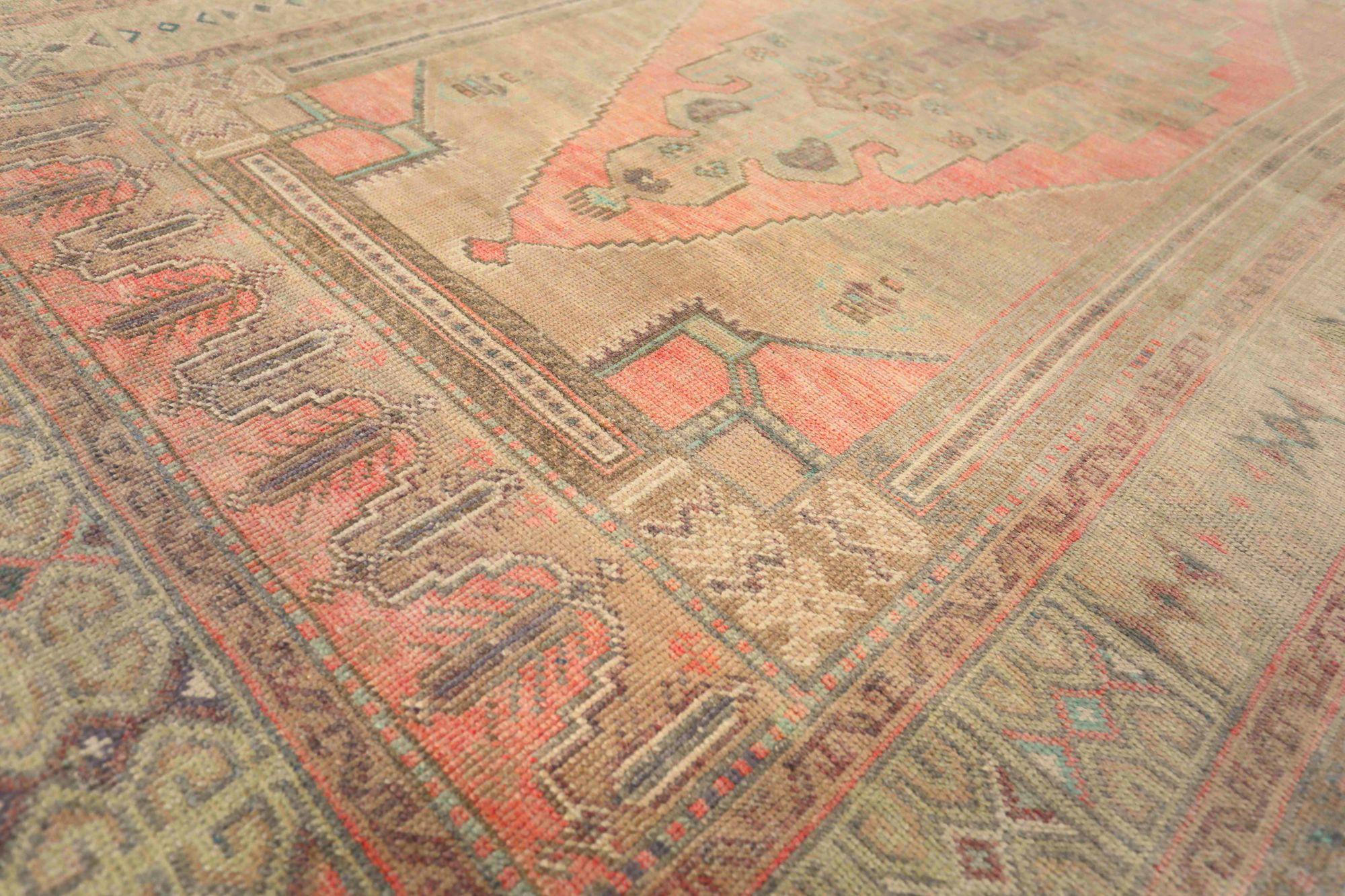 Türkischer Anatoly Kleiner Teppich - Wolle Rosa Taupe Design - 93052 (20. Jahrhundert) im Angebot