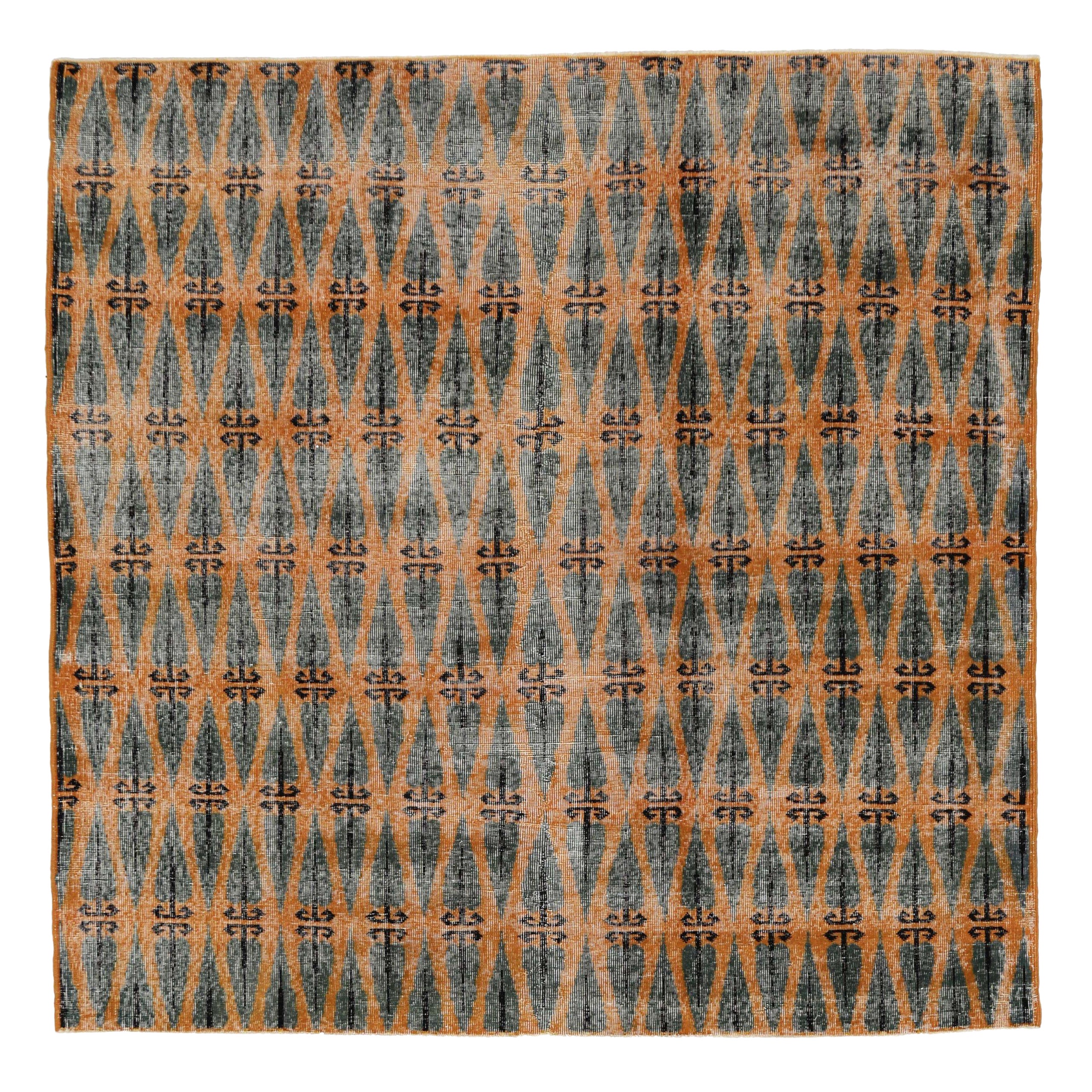 Tappeti quadrati Turkey Anatoly - Lana Grigio Arancione - 93175 in vendita