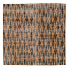 Türkisch Anatoly Quadratische Teppiche - Wolle Grau Orange Design - 93175