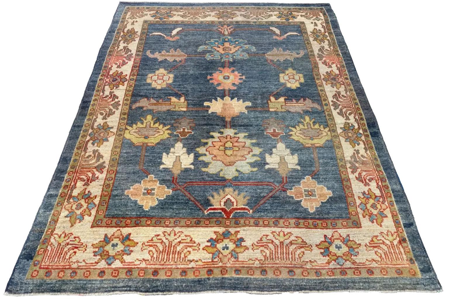 Tessuto a mano Tappeto per l'area della Turchia - Design/One - Blu marino in vendita