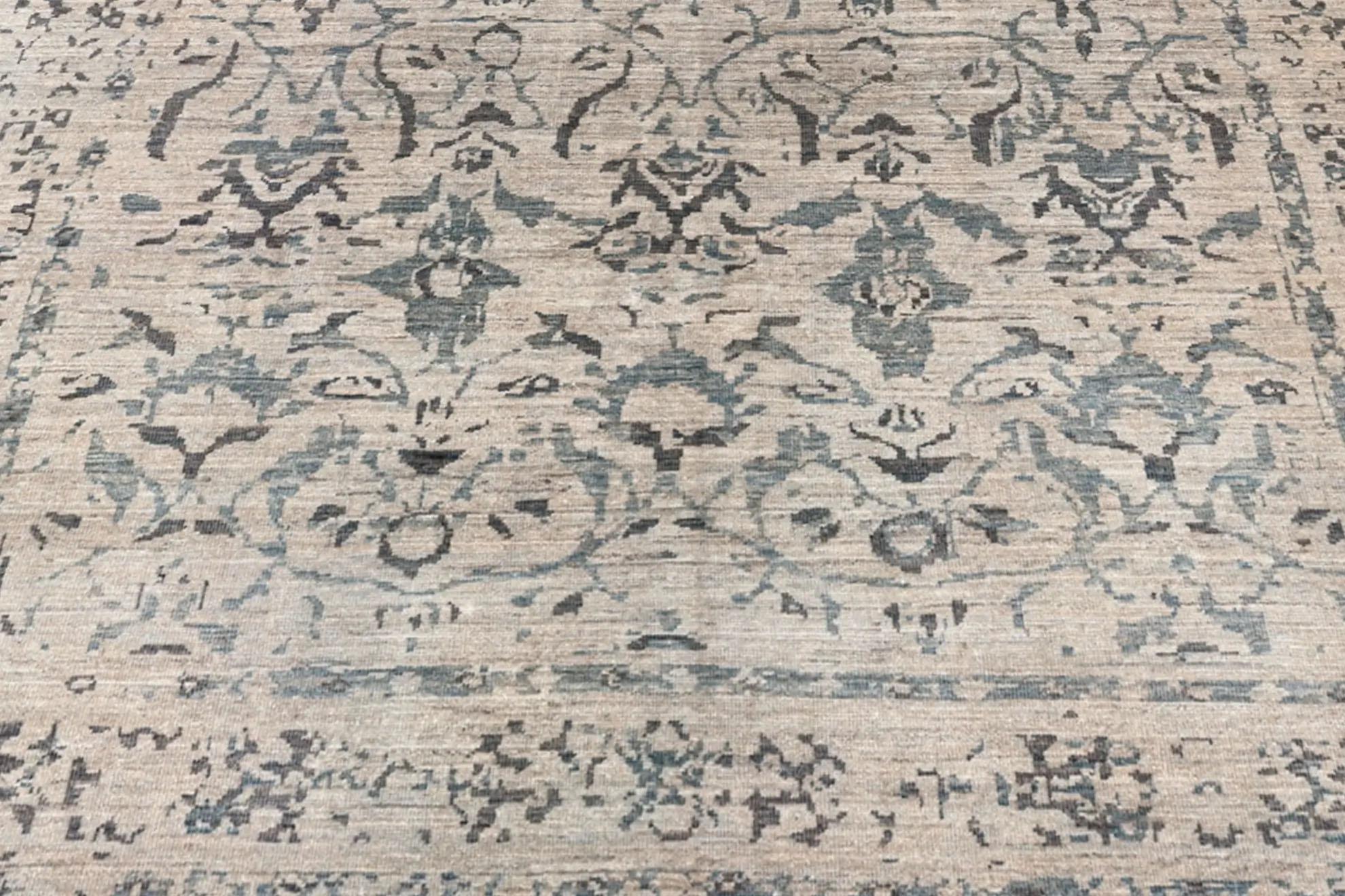 Tapis de Turquie - Sultanabad Design - Bleu Marron Ivoire Excellent état - En vente à Dallas, TX