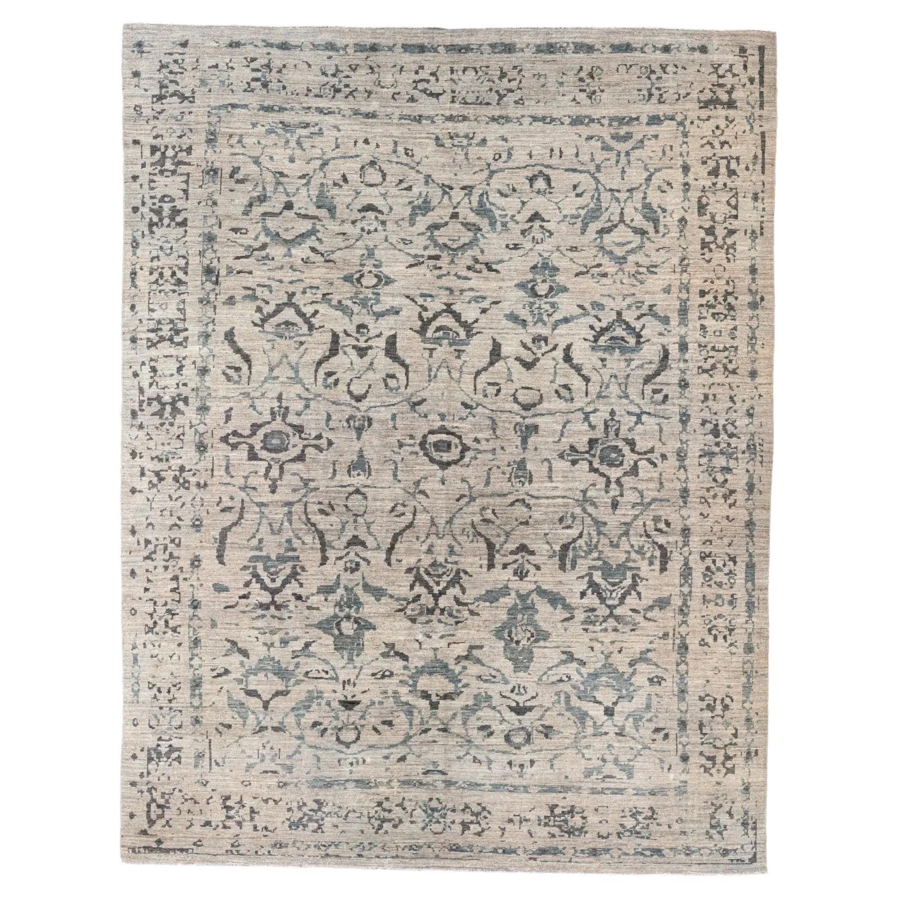 Tapis de Turquie - Sultanabad Design - Bleu Marron Ivoire en vente